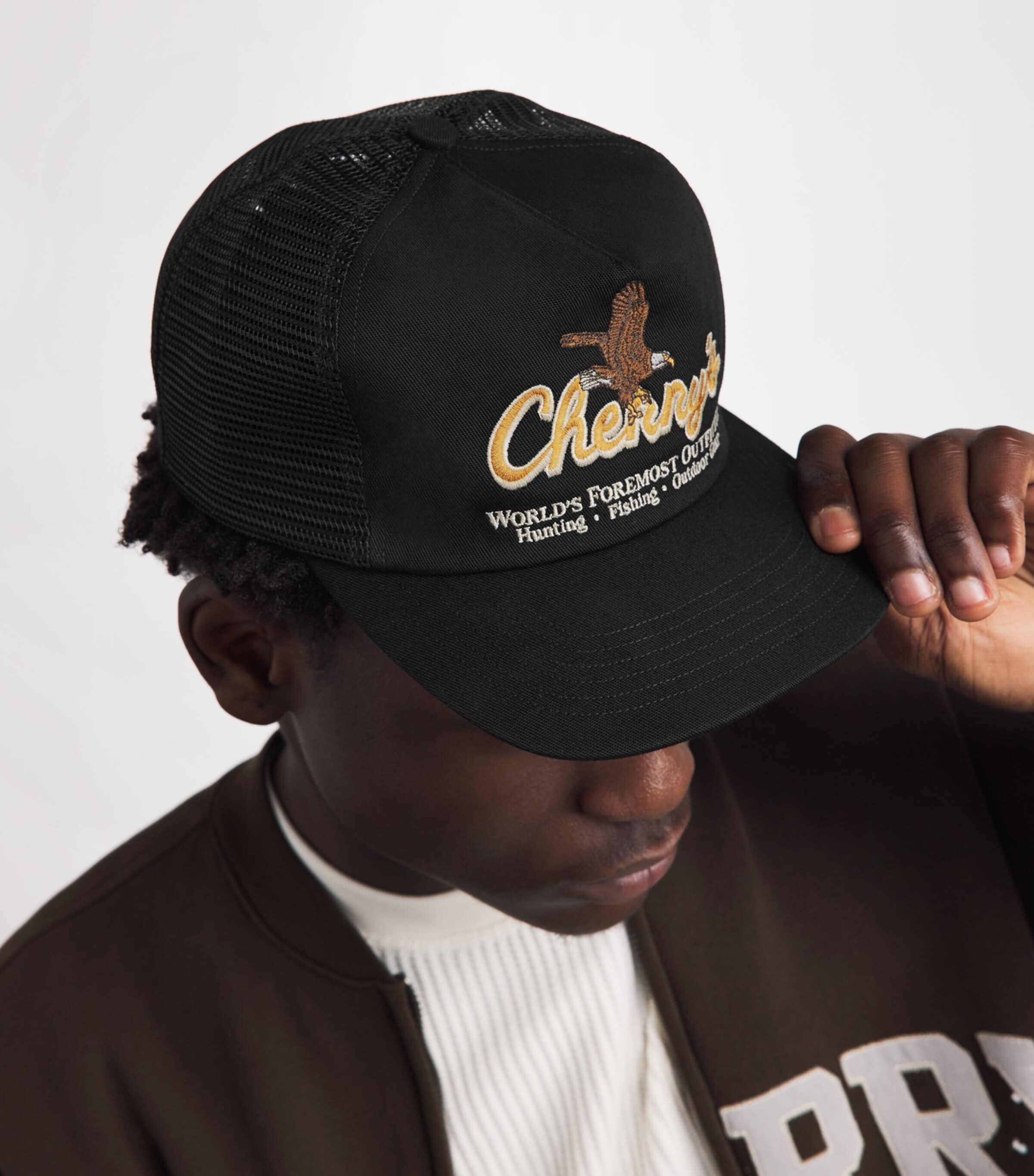 Cherry Los Angeles Black Cotton Trucker Baseball Cap | Harrods UK