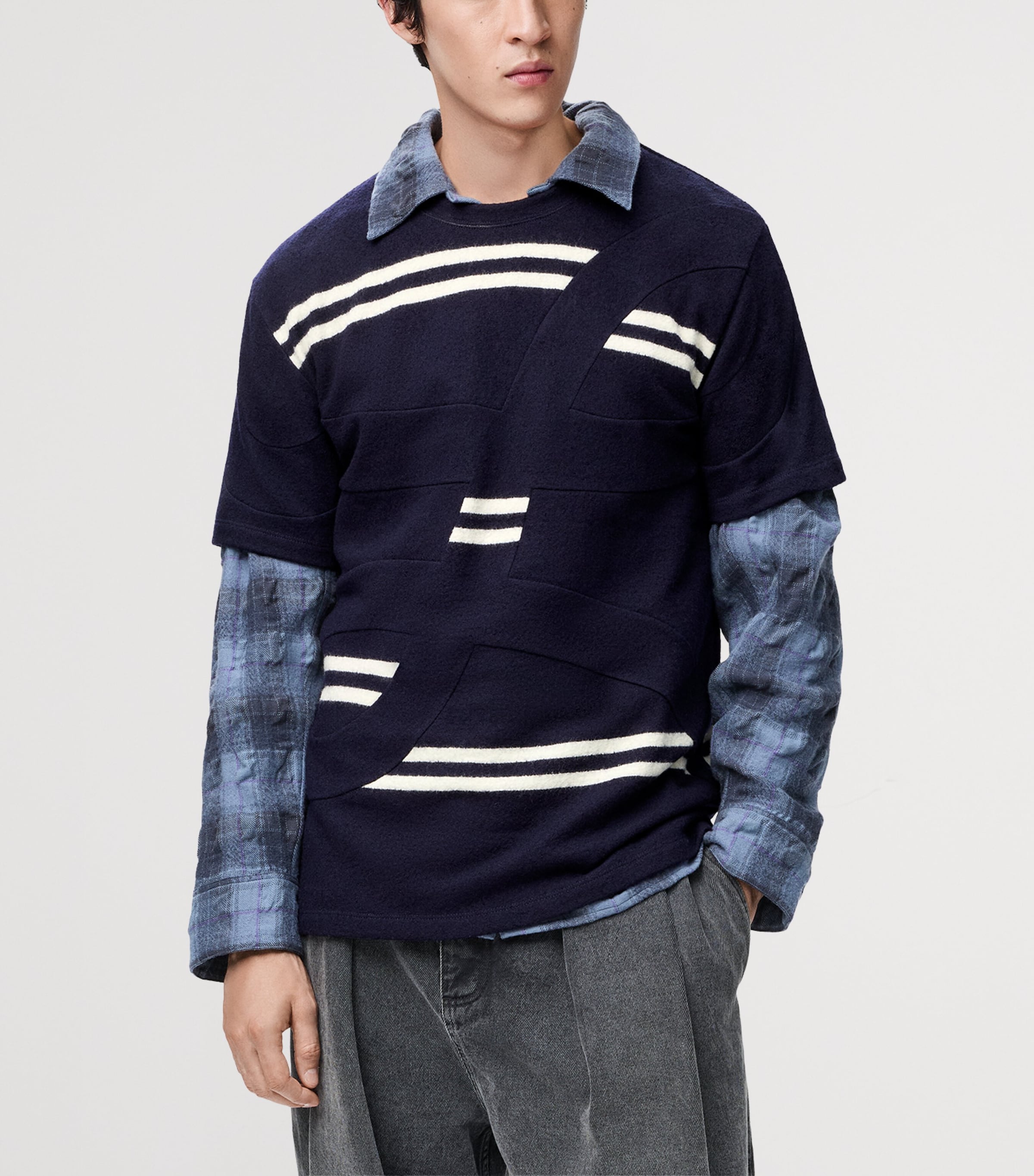 Wool-Blend Oversized T-Shirt NAVY/WHITE Image 3