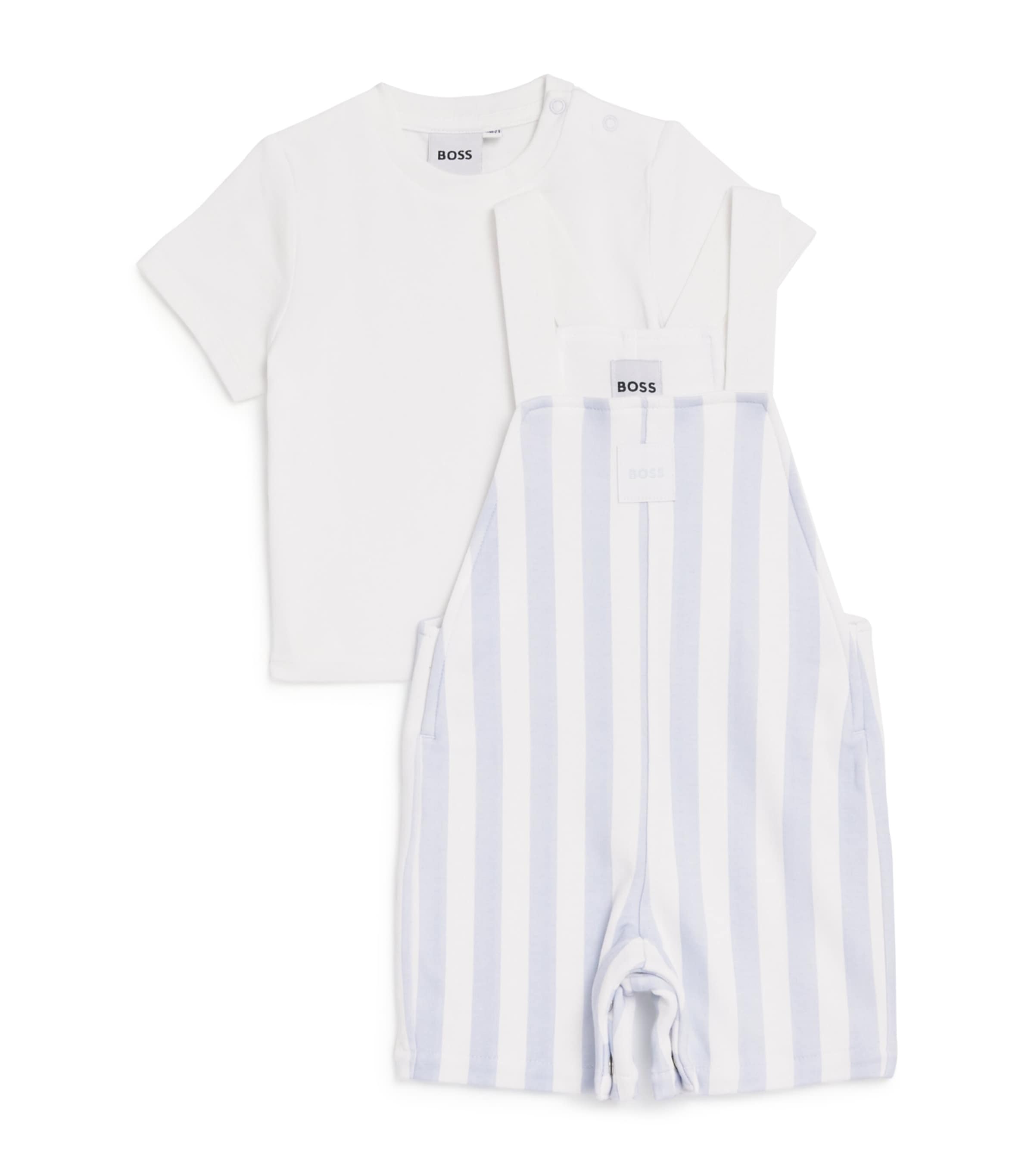 Cotton-Blend Dungarees and T-Shirt Set (1-18 Months) 771PALE BLUE Image 1