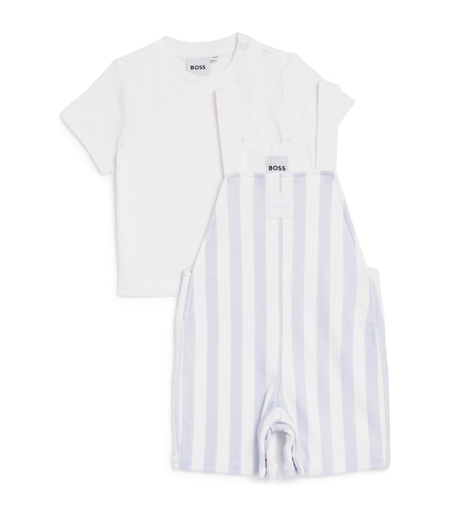 Cotton-Blend Dungarees and T-Shirt Set (1-18 Months) 771PALE BLUE Image 1