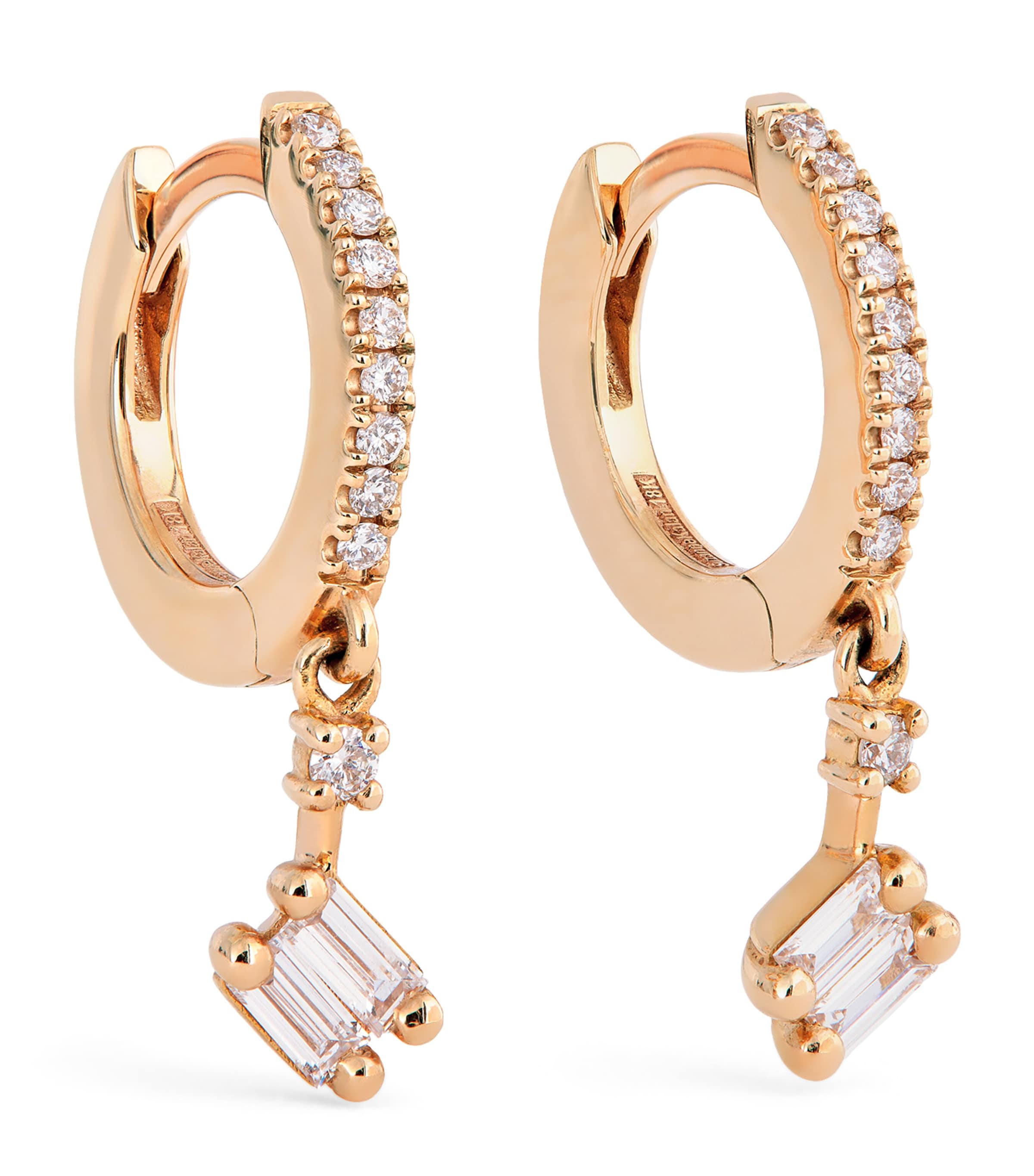 Rose Gold and White Diamond Bold Drop Earrings 18K RG/WD Image 1