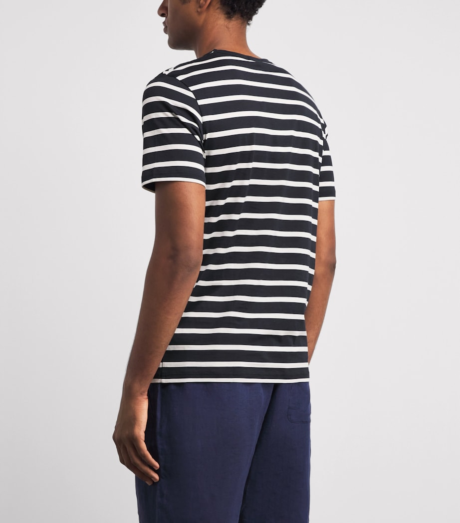 Sunspel Mens Supima Cotton Stripe Classic T-Shirt Stdz Navy/ecru Image 5