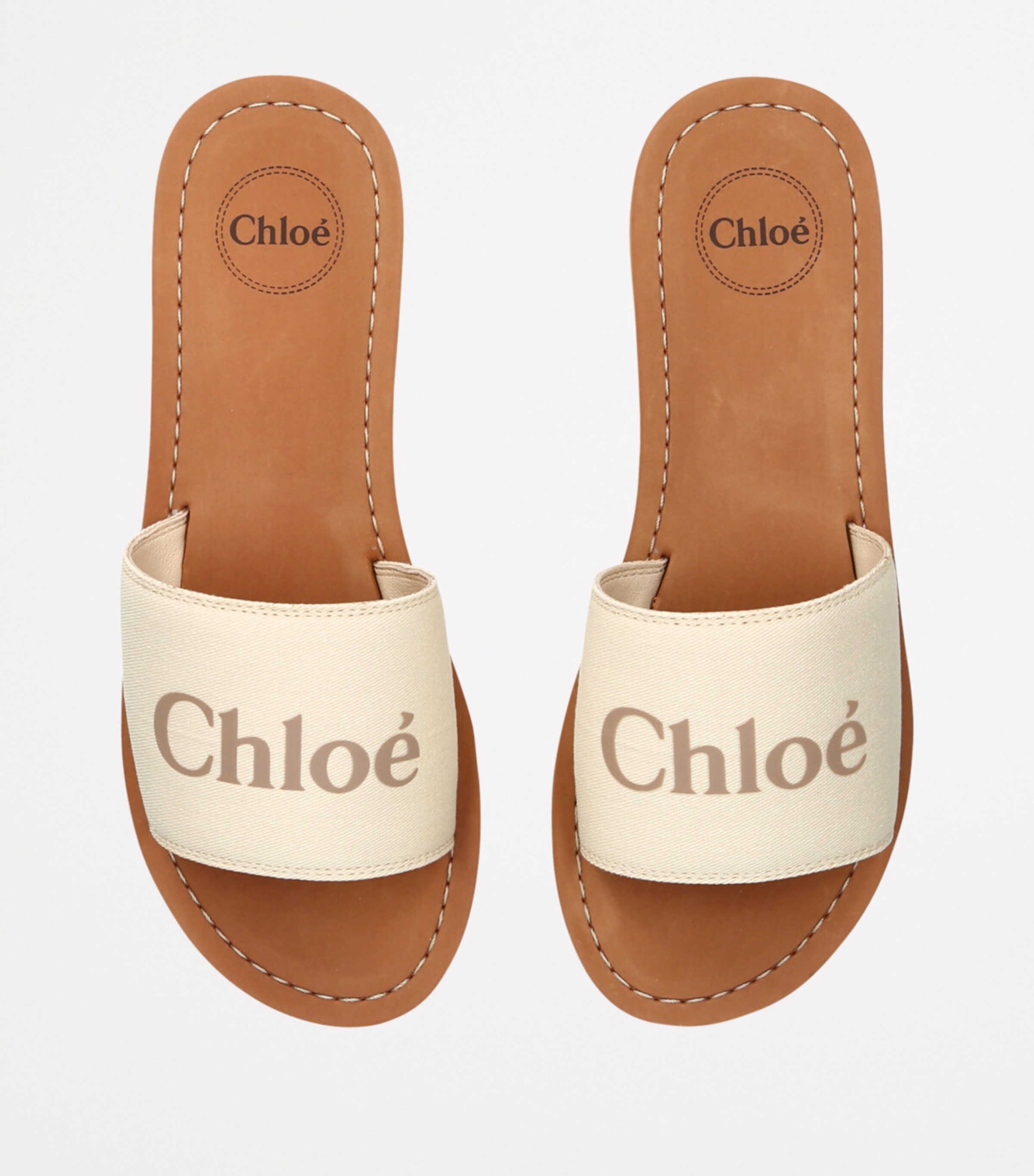 Chloé Kids Canvas Logo Slides Cream Image 4