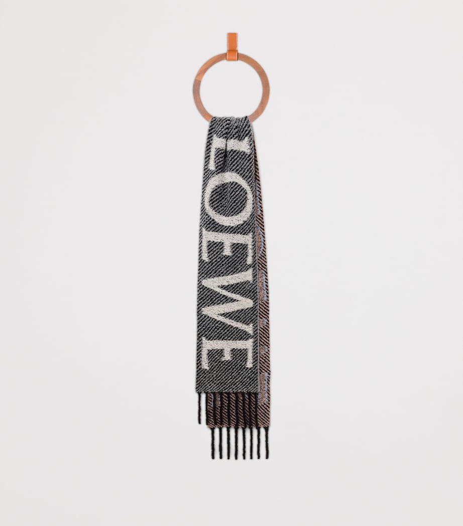 Alpaca-Wool-Blend Logo Scarf LIGHT BLUE WHITE Image 3