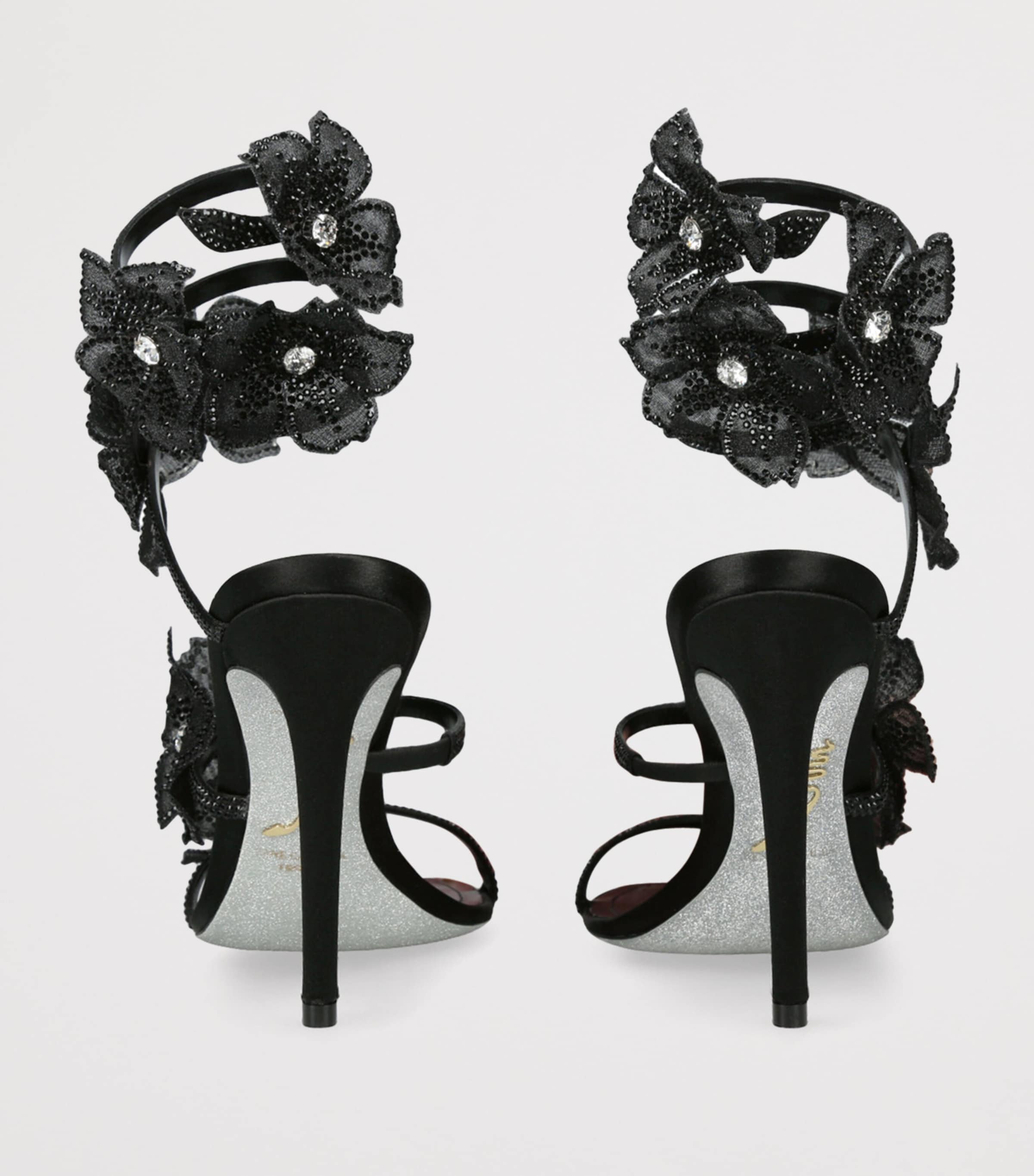Satin Floral Cleo Sandals 105 BLACK Image 2