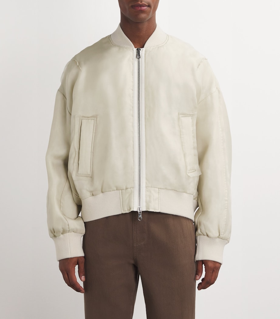 COLE BUXTON Mens Organza Bomber Jacket Vintage White Image 3