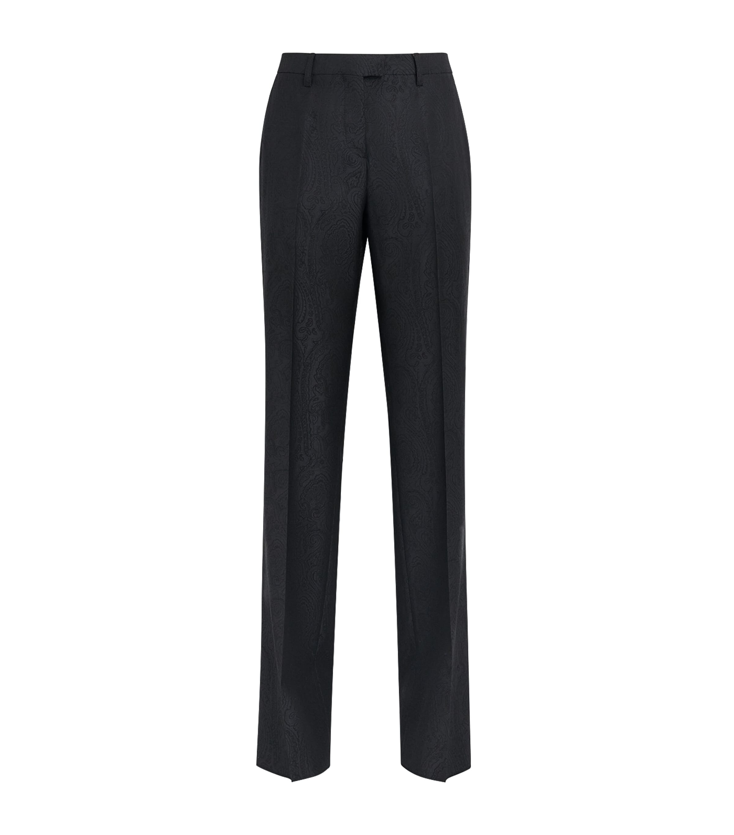 Etro Womens Wool Paisley Trousers Black Image 1