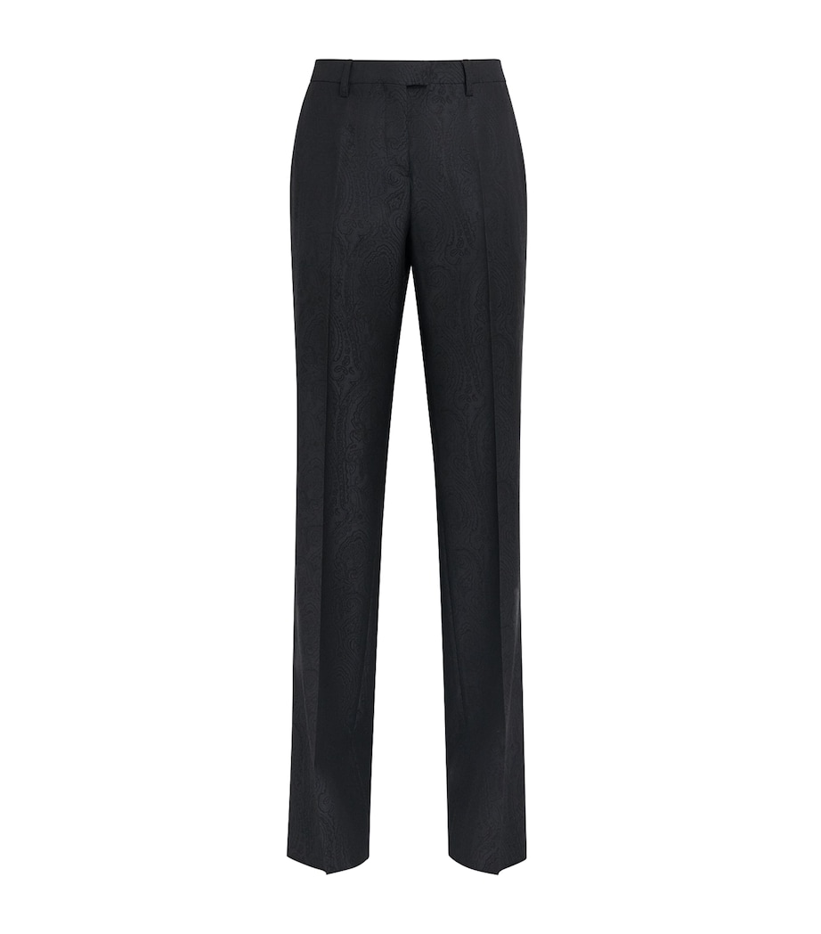 Etro Womens Wool Paisley Trousers Black Image 1