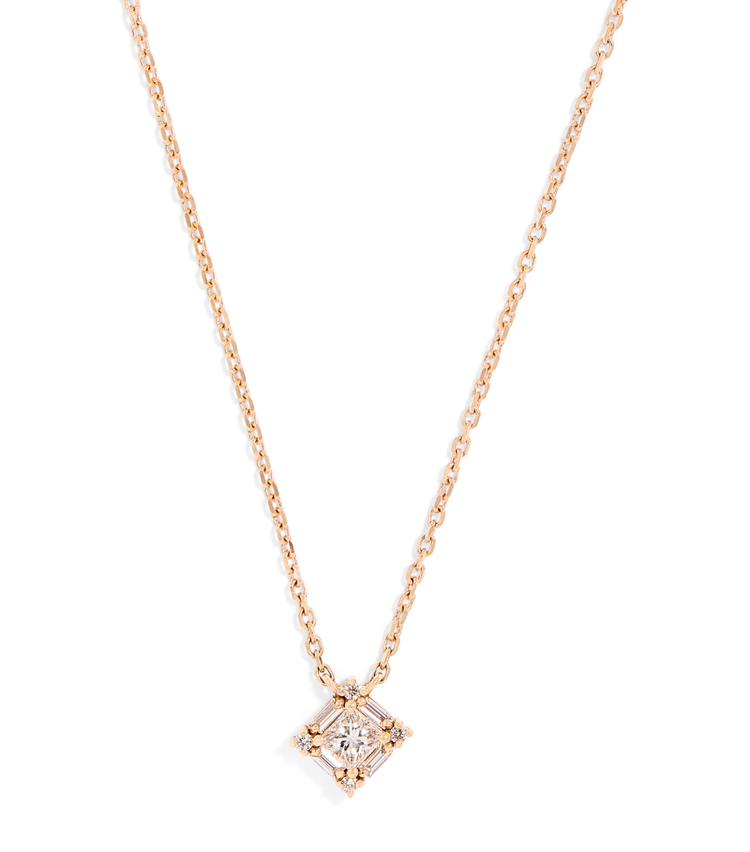 Shop Suzanne Kalan Mini Rose Gold And Diamond Princess Pendant Necklace