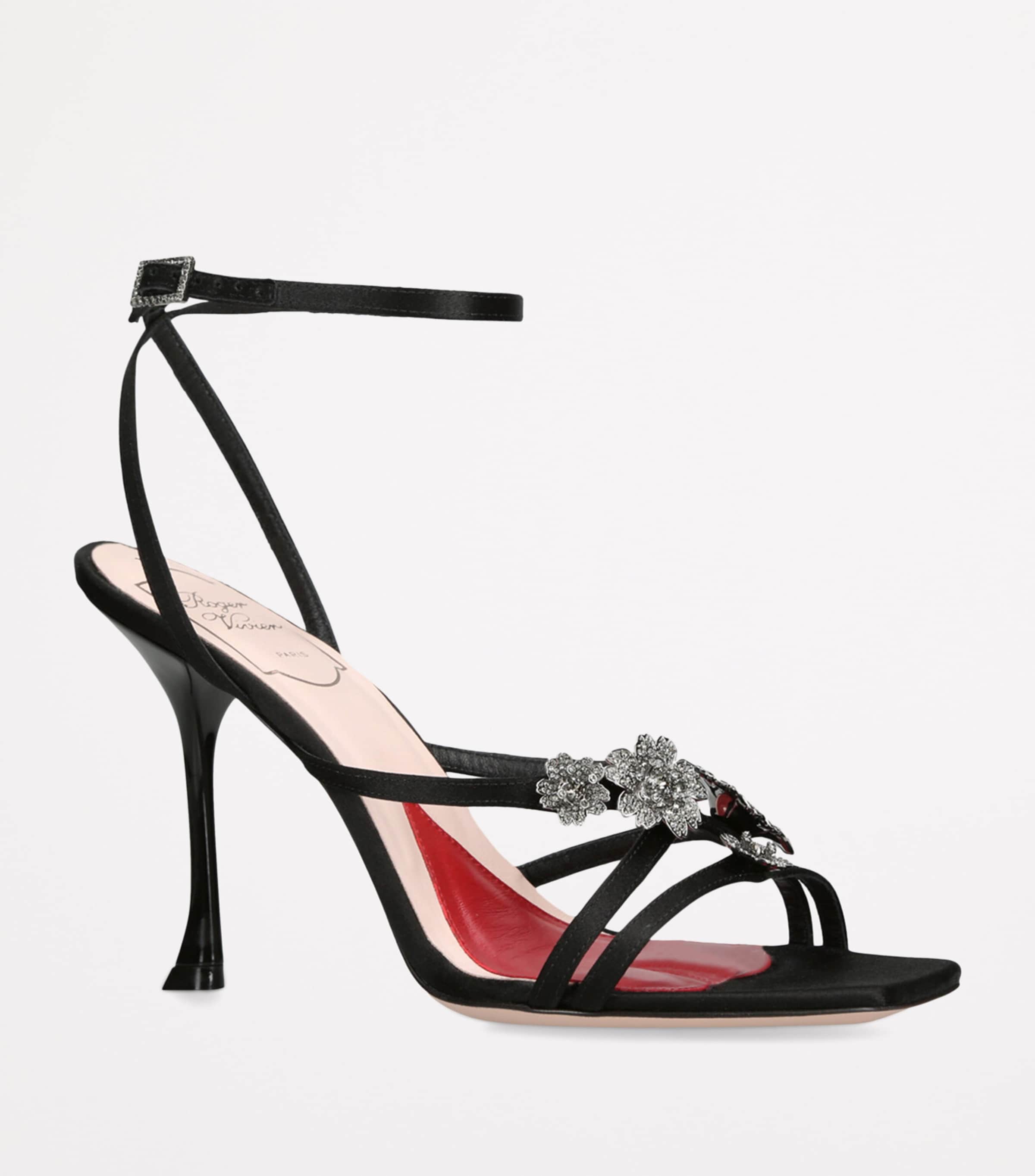 【25SS】ROGER VIVIER/I Love Vivier Flower 100 サテンサンダル I Love Vivier Flower 100 satin sandals in black - Roger