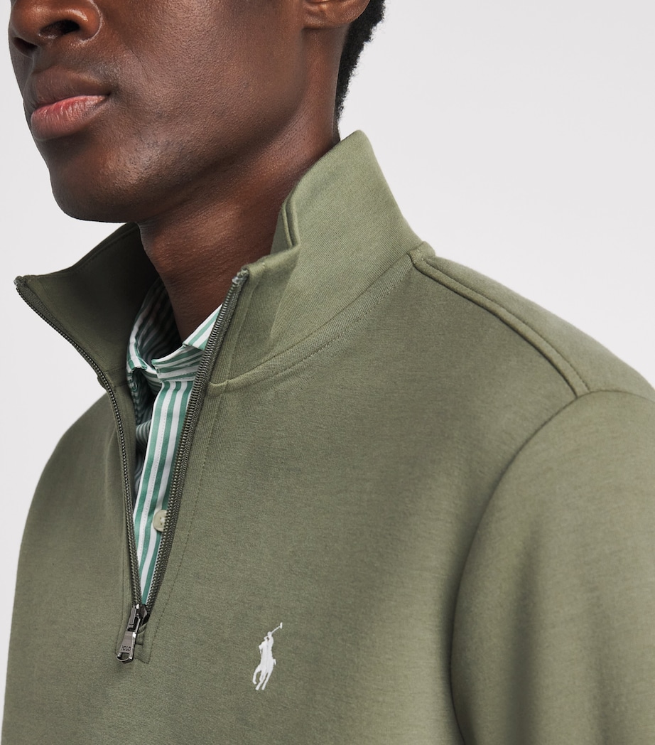 Polo Ralph Lauren Mens Cotton Quarter-Zip Sweatshirt Cruise Olive Image 3
