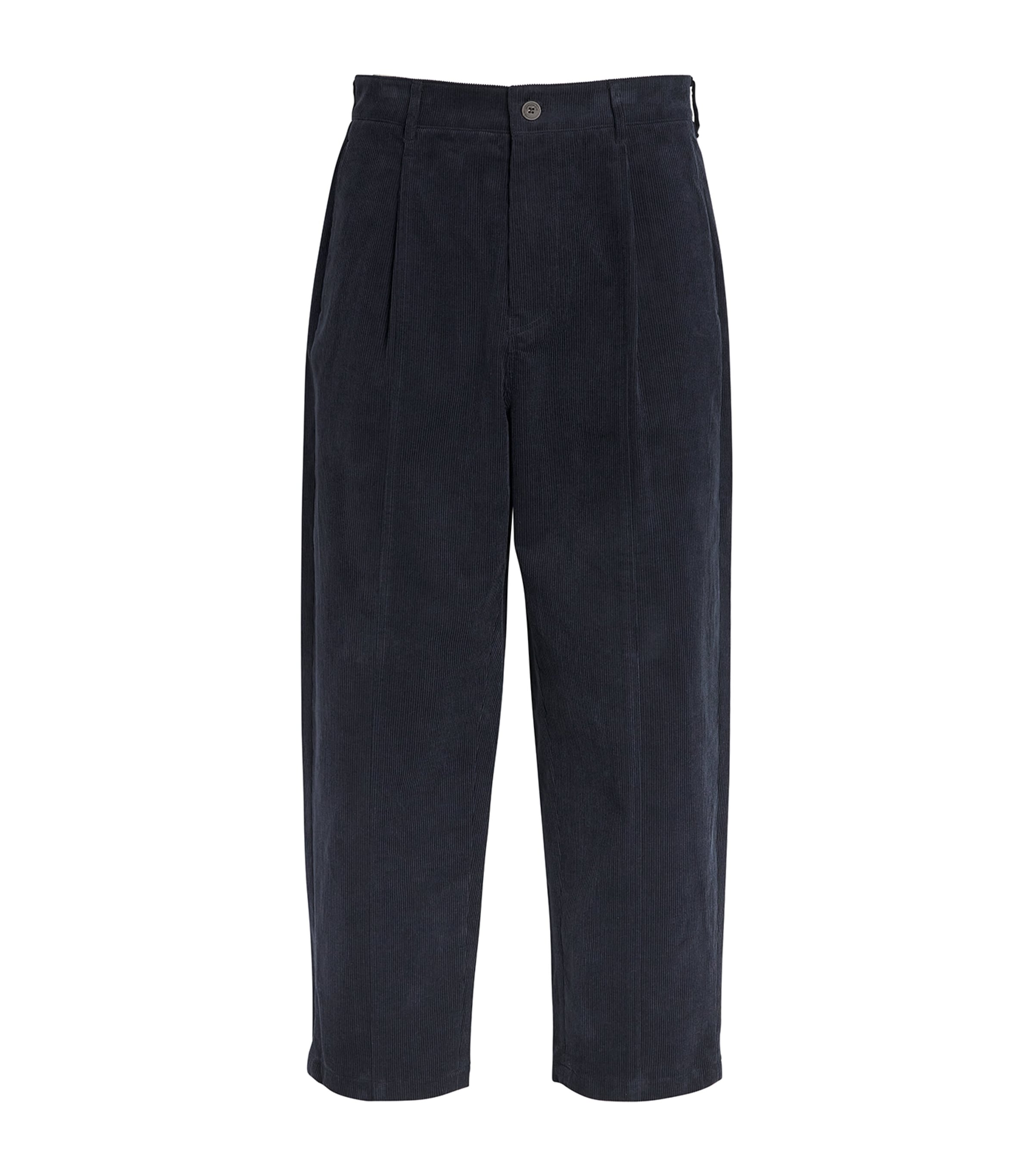 Le 17 Septembre Corduroy Pleated Trousers In Navy