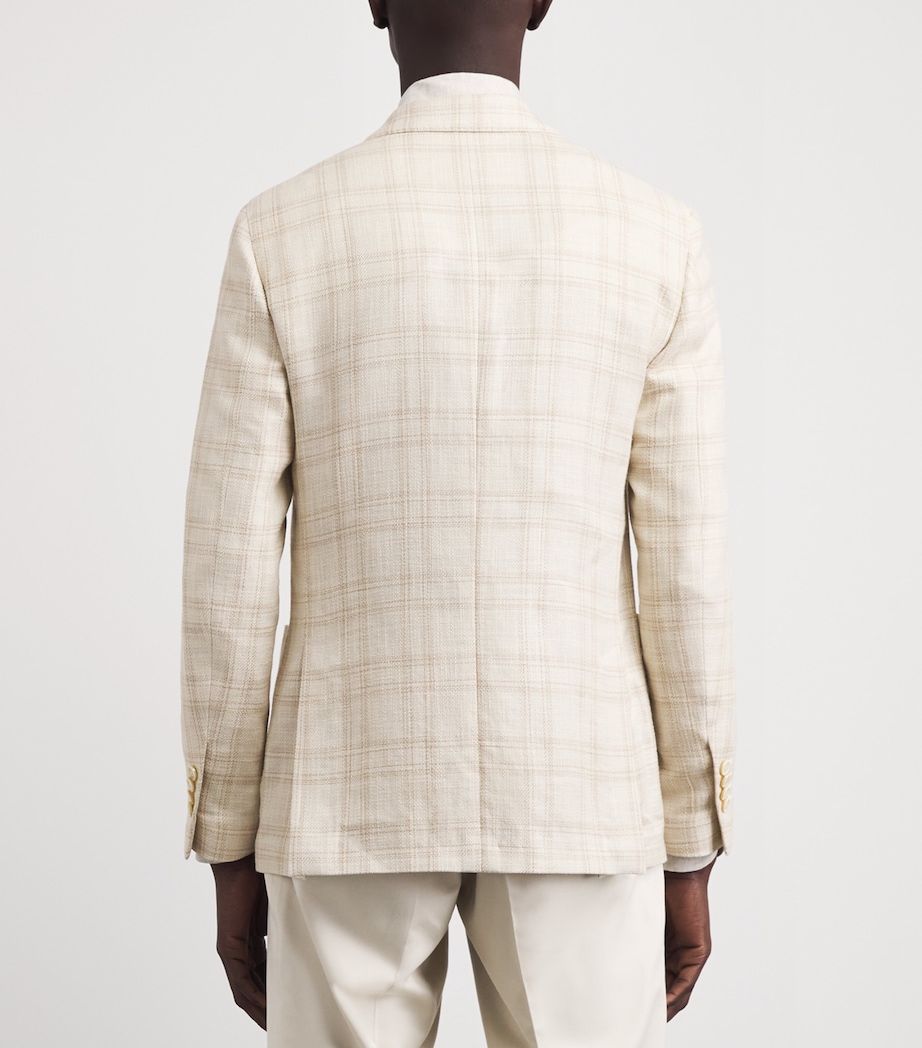 Lardini Mens Wool Check Blazer Milk/beige Image 5