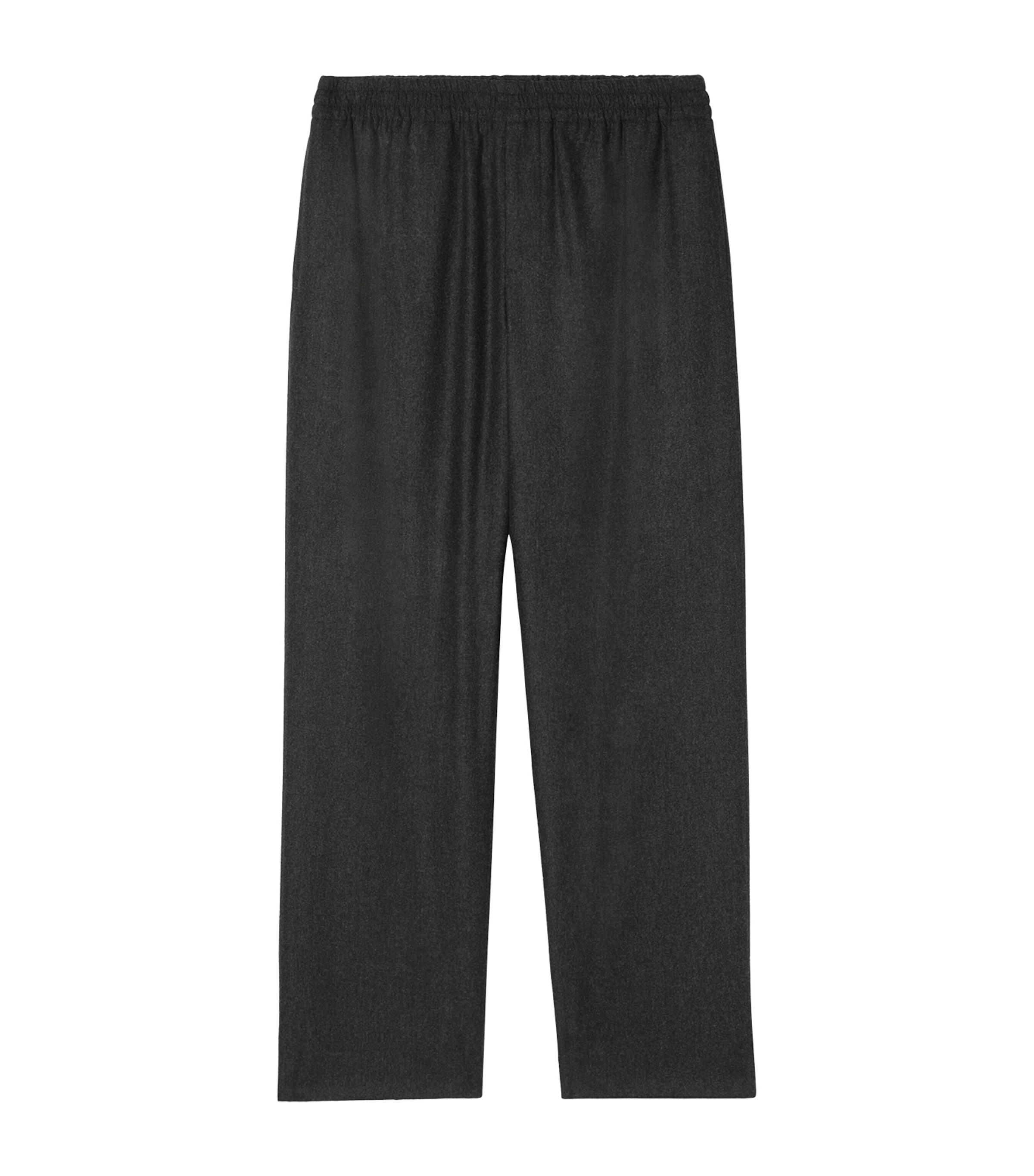 Burberry Mens Wool-Cashmere Straight Trousers Lead Grey Melange Image 1