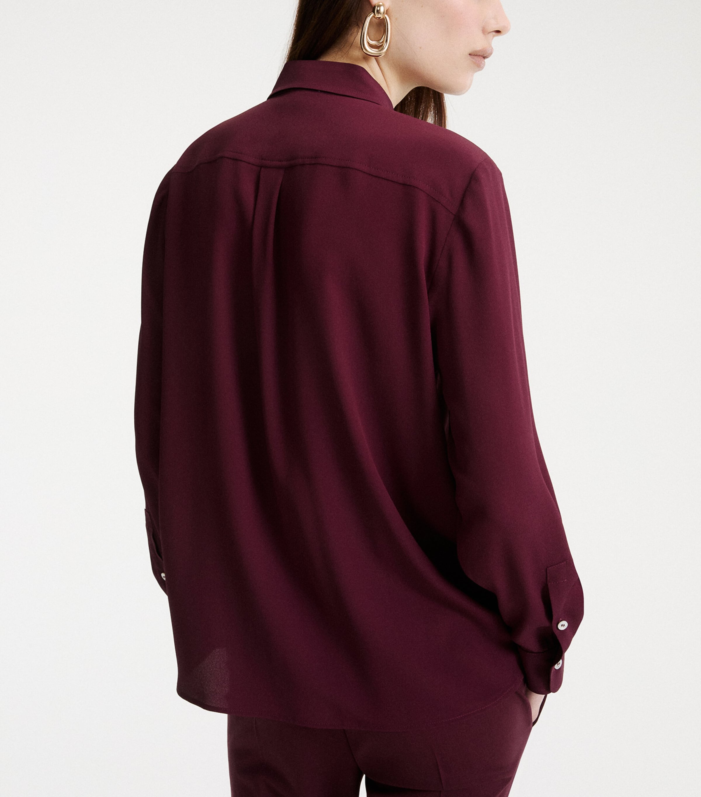 Marella Womens Patch-Pocket Shirt Bordeaux Image 3
