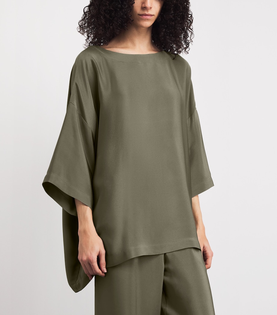 Eskandar Womens Silk Boat-Neck Tunic Olivdark Image 4