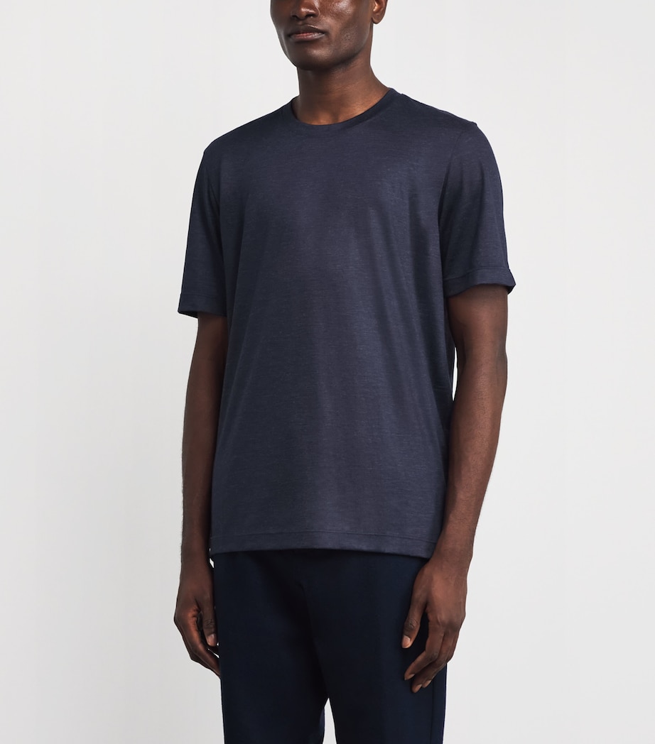 Cotton Half-Sleeve T-Shirt 03 - NAVY Image 3