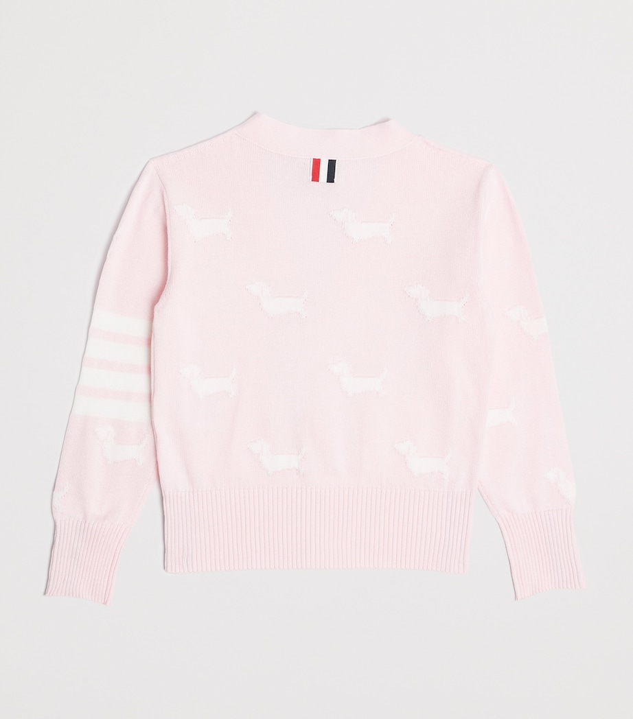Thom Browne Kids Cotton Dog Cardigan (2-12 Years) Lt Pink Image 2