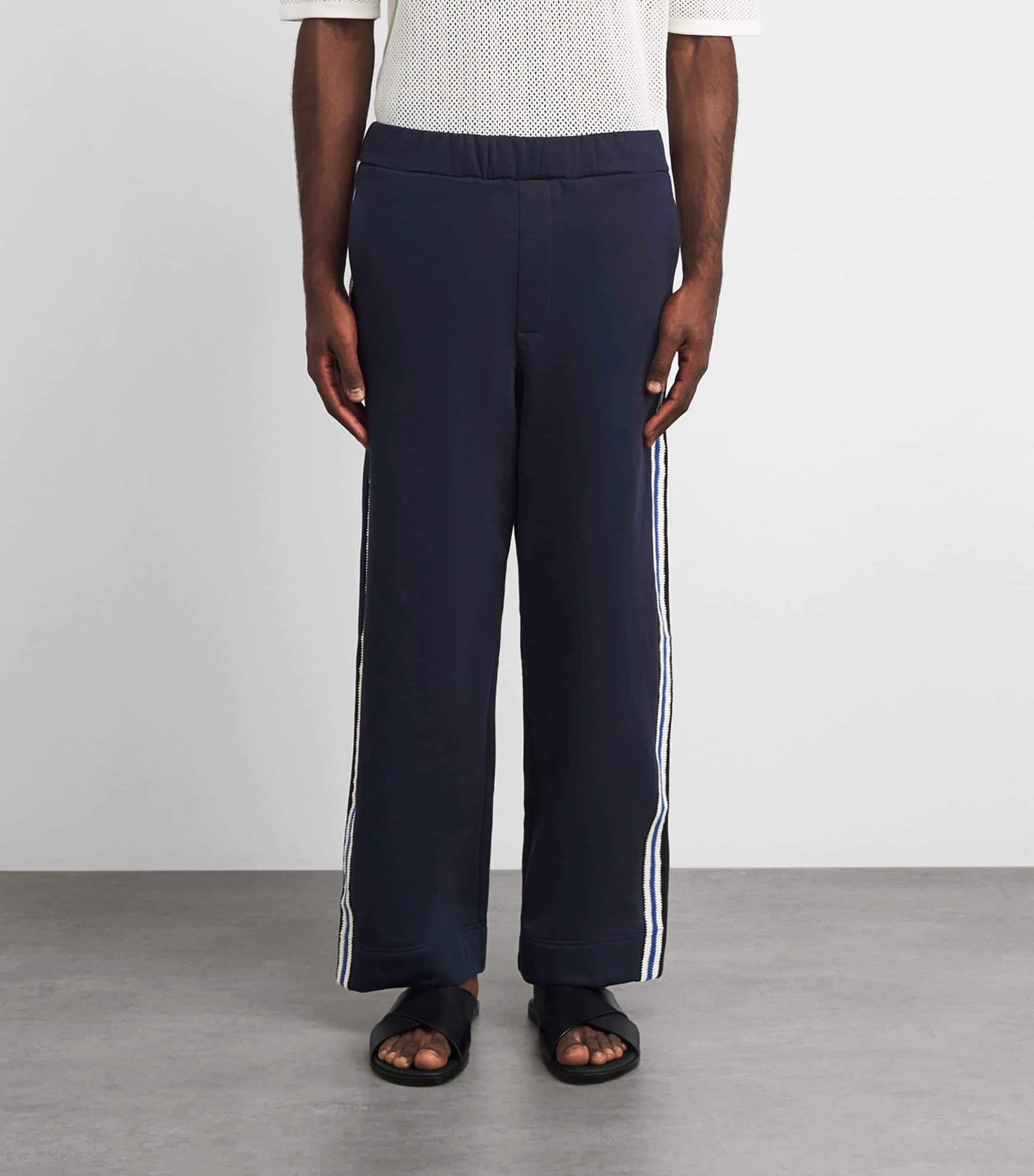 COMMAS Mens Crochet Stripe Sweatpants Midnight Navy Image 4