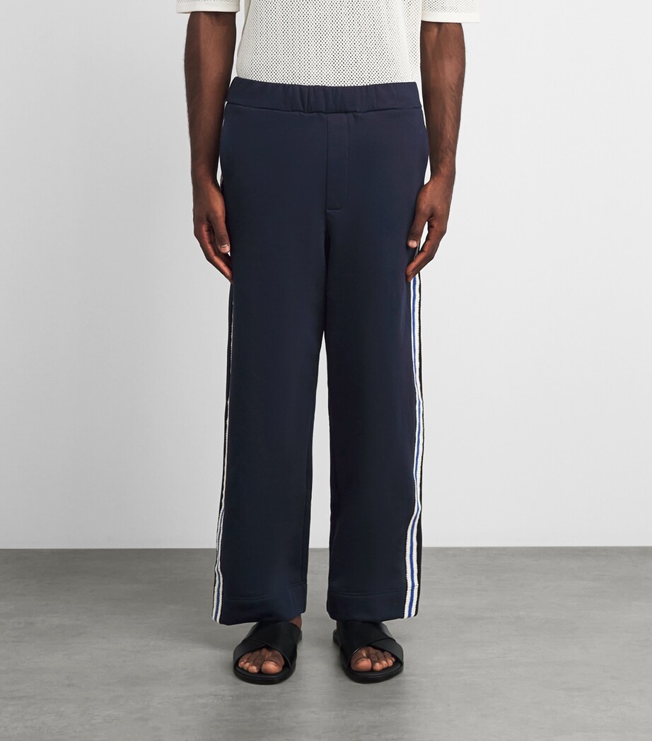 COMMAS Mens Crochet Stripe Sweatpants Midnight Navy Image 4