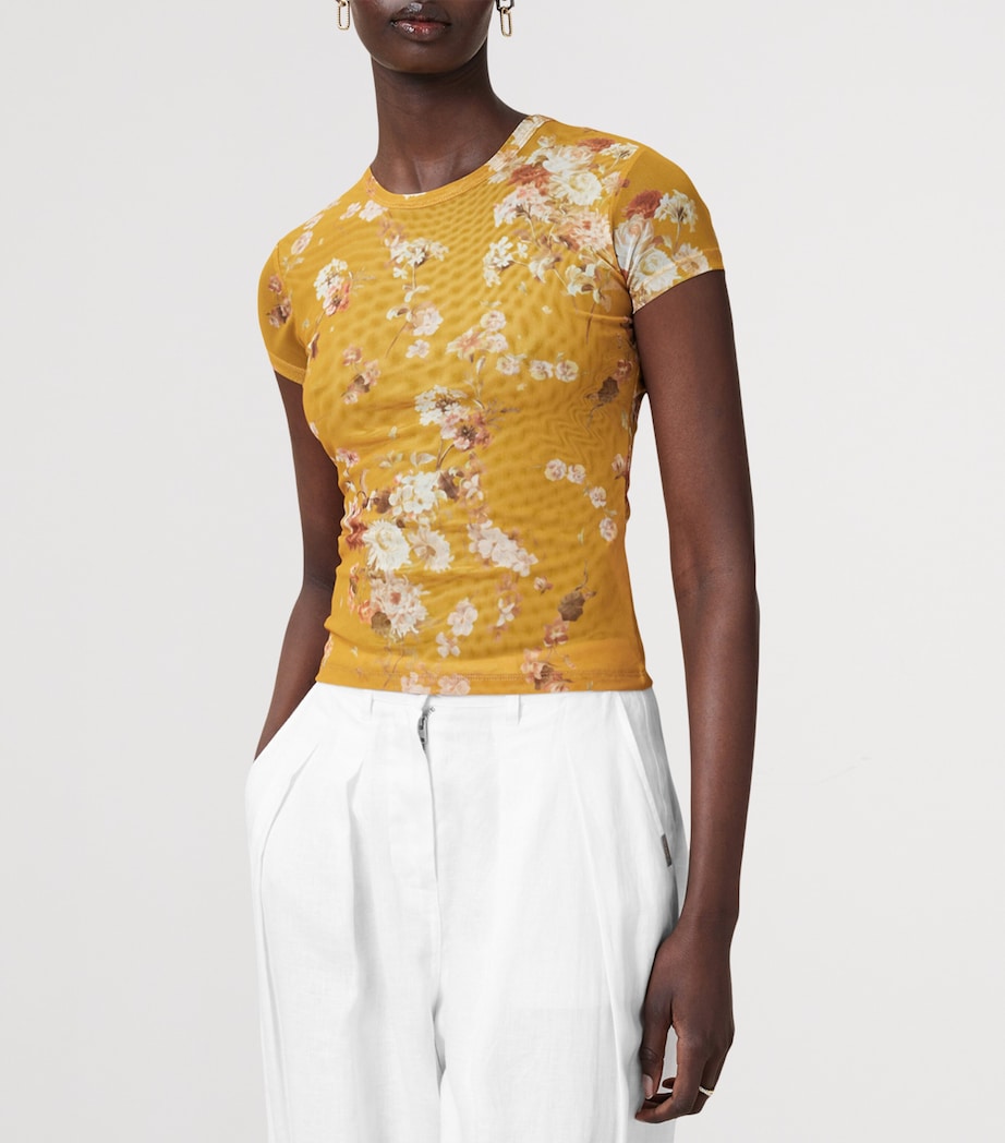 Mesh Floral Ellie T-Shirt ARMADA DEEP YELLOW Image 4