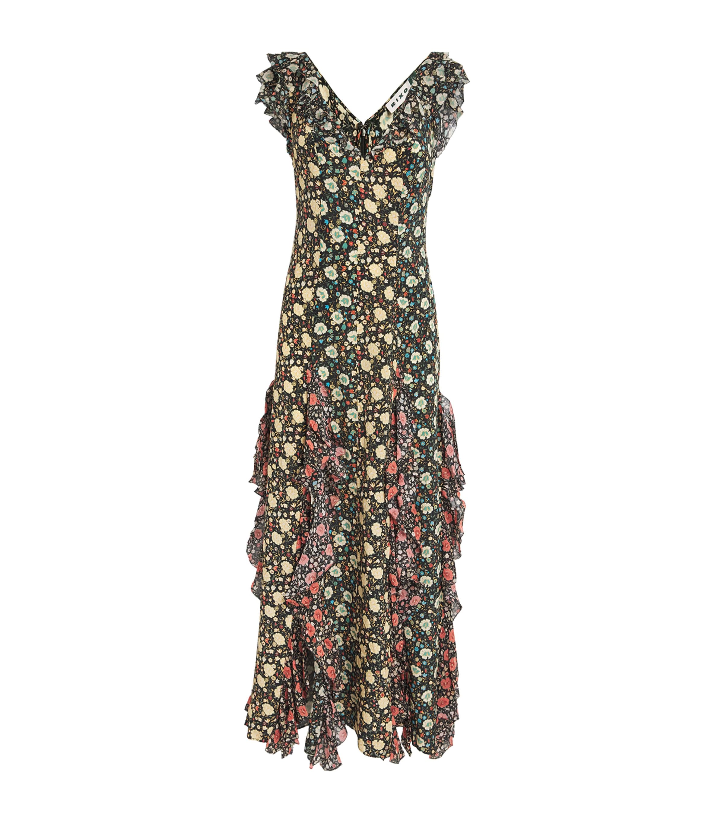 Rixo London Rixo Ambika Floral-print Silk-chiffon Maxi Dress In Black