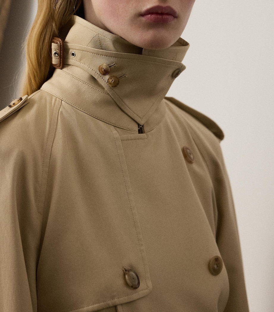 Silk Cotton Trench Coat LIGHT TAN Image 6