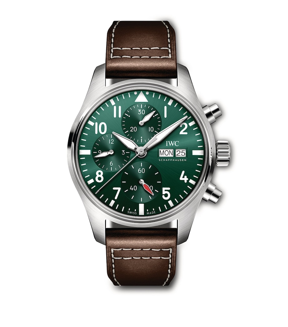 Stainless Steel Pilot’s Chronograph Watch 41mm GREEN Image 1