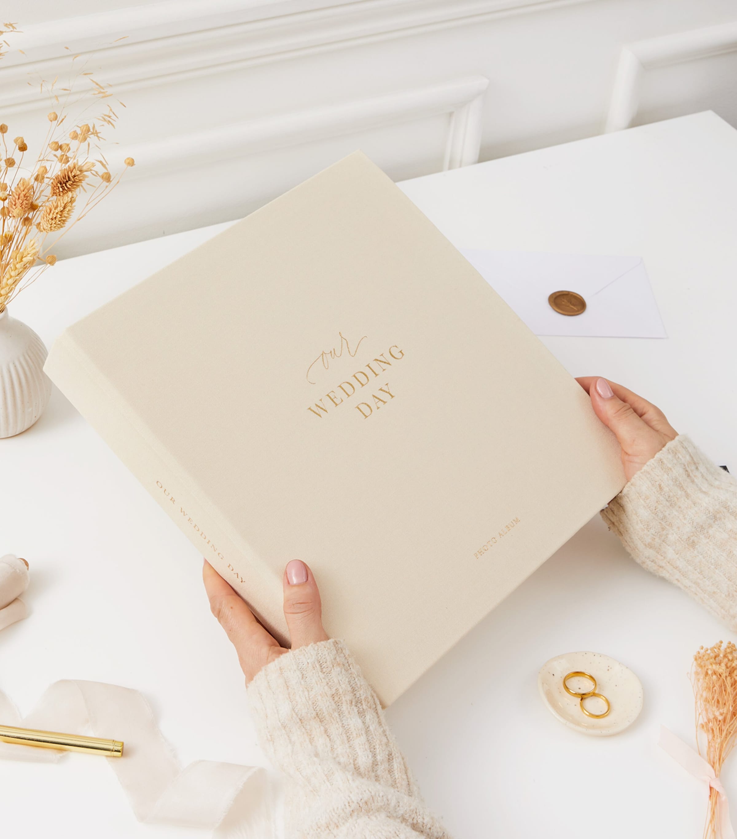 Blush and Gold Our Wedding Day Photo Album Ivory/beige, Gold Image 11