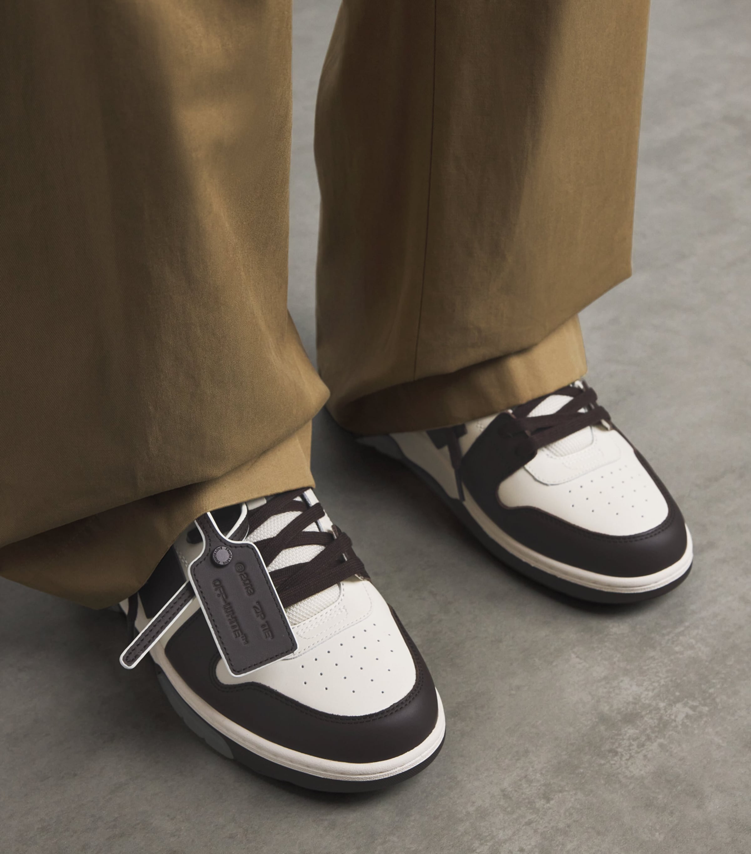 Off-White Leather Out of Office Sneakers Dark Brown Image 2