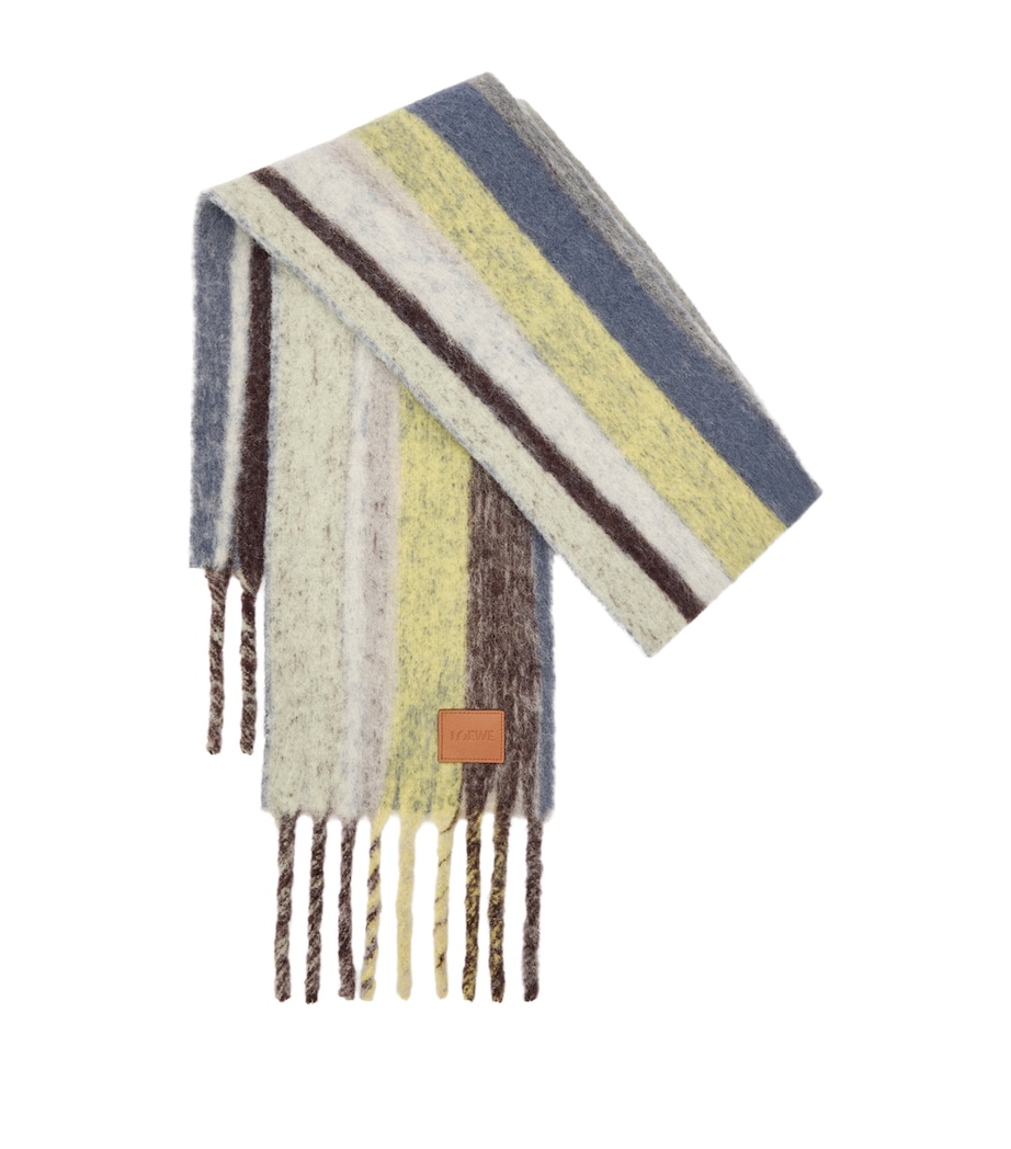 Alpaca-Wool-Blend Jacquard Stripe Scarf YELLOW NAVY Image 1