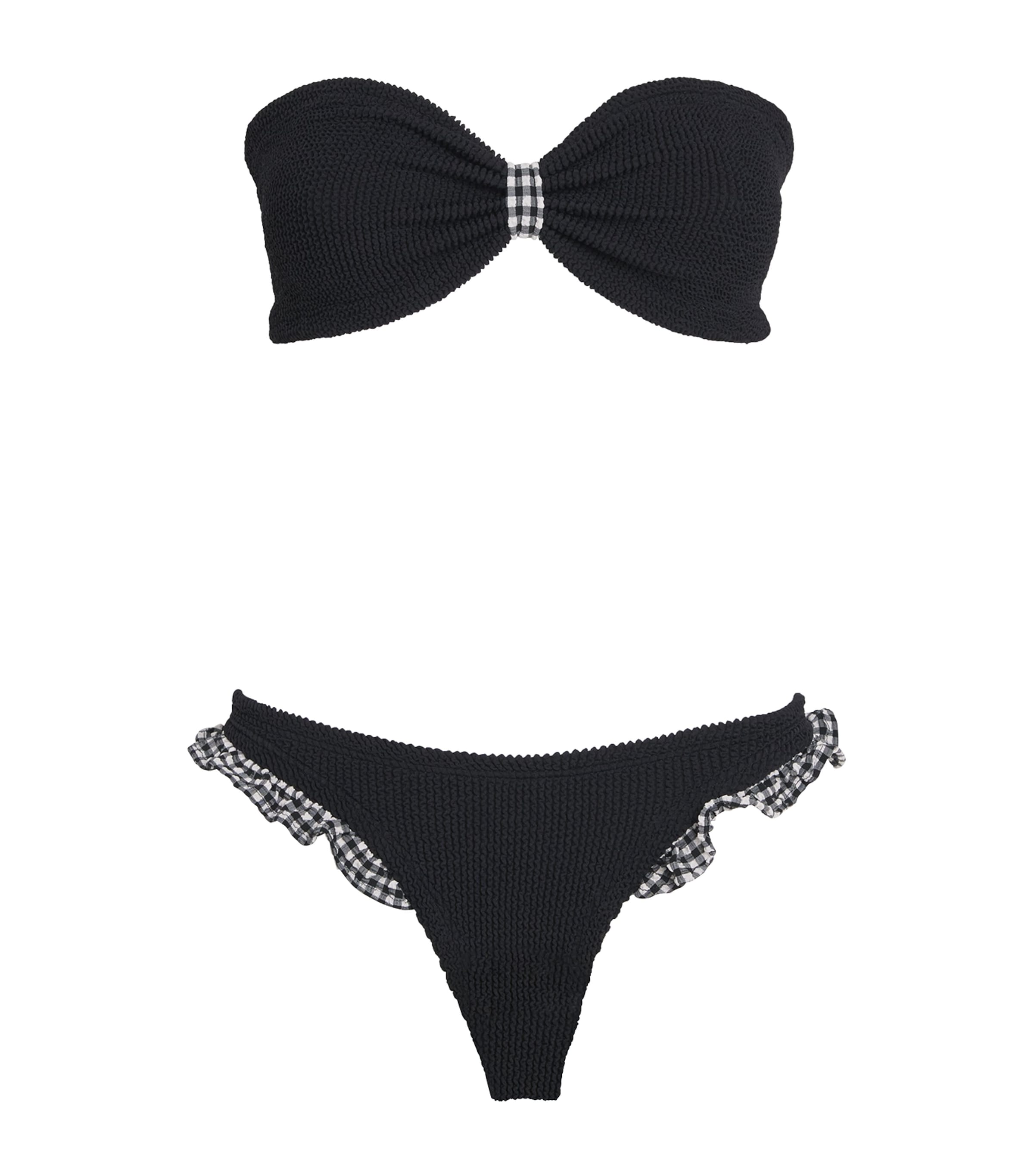 Hunza G Womens Black Black Jean Striped Bikini Set