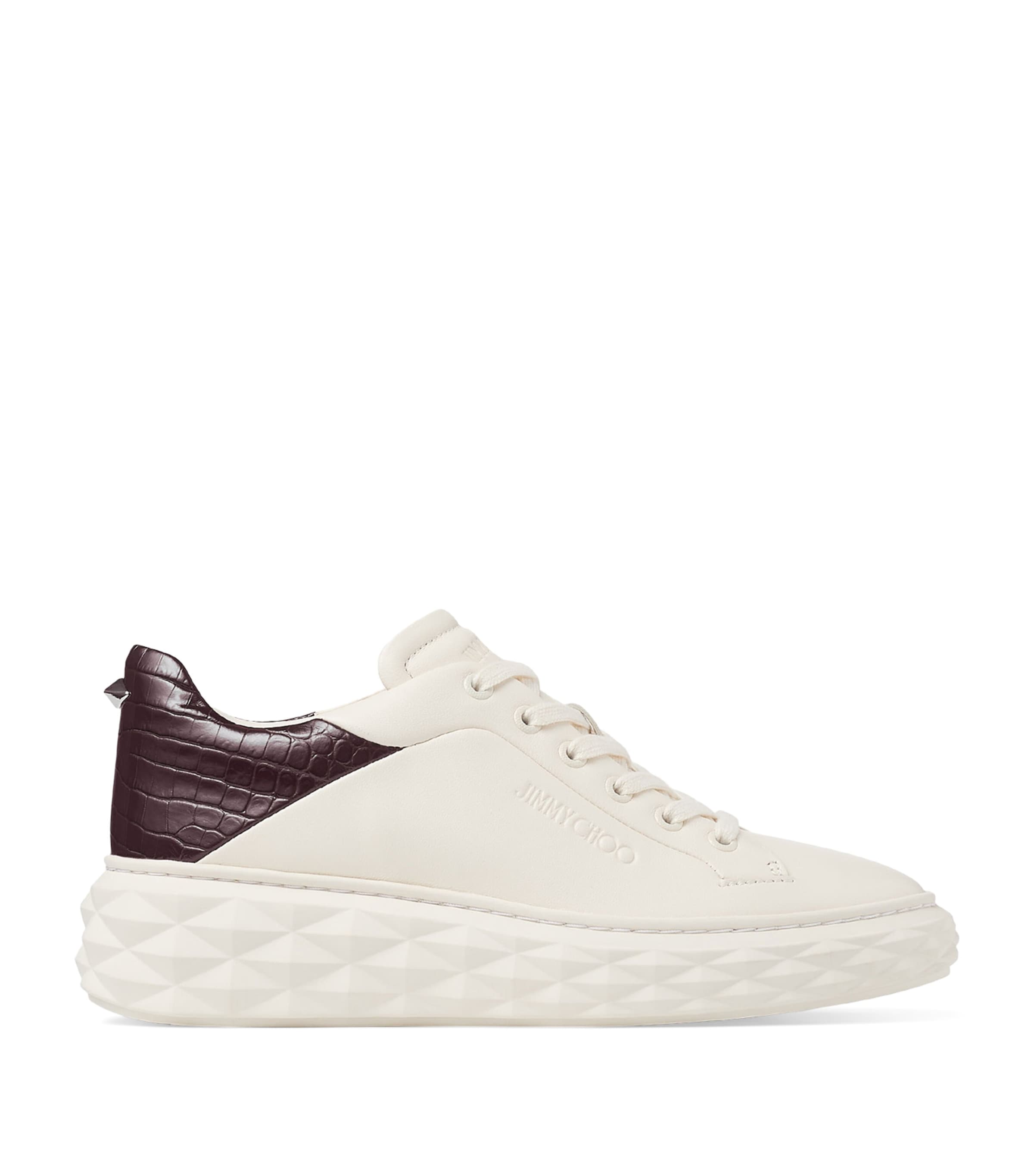 Jimmy Choo Diamond Maxi Leather Sneakers In White