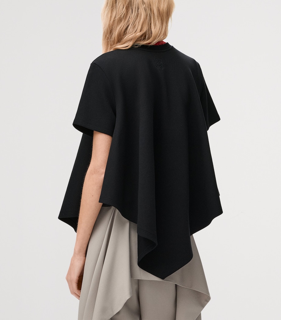 LOEWE Womens Cape-Detail T-Shirt Black Image 4
