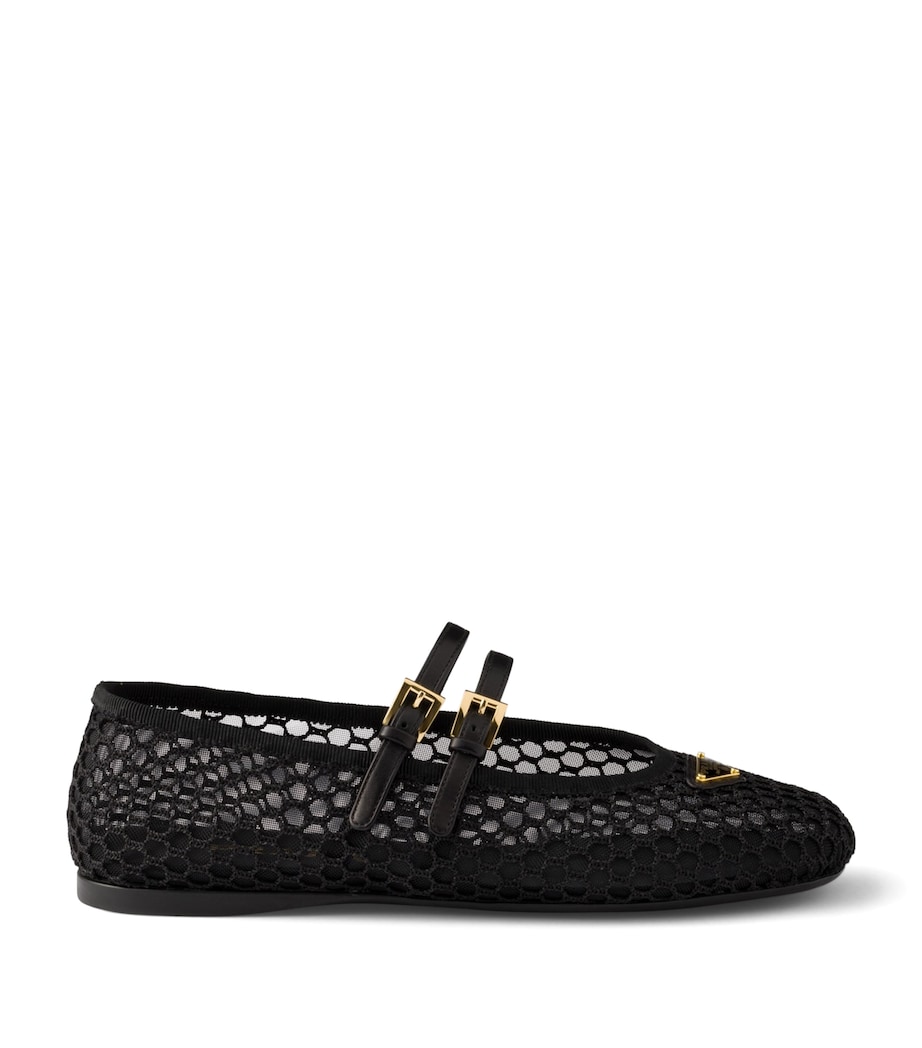 Prada Mesh Triangle Ballet Flats Black Image 1