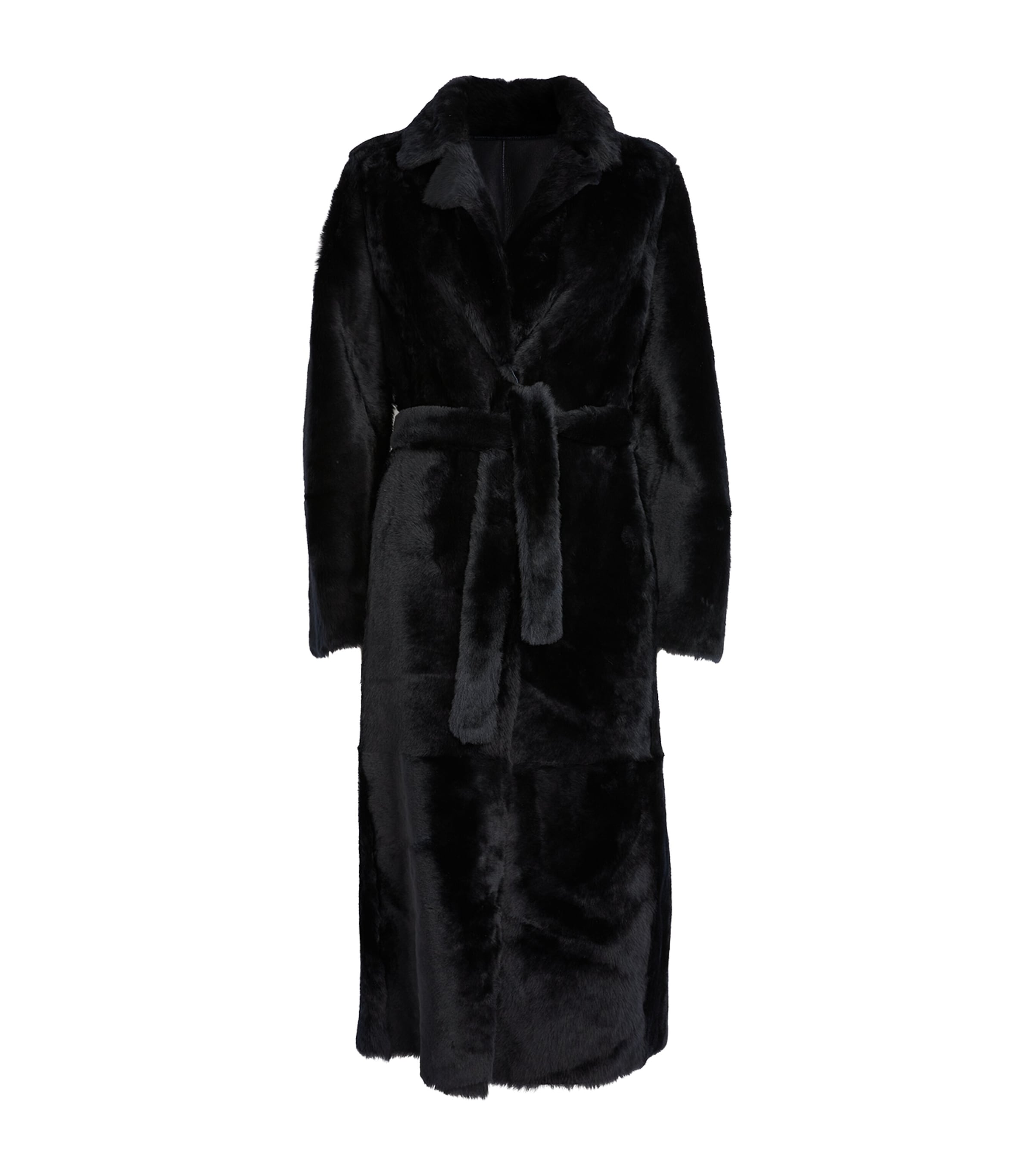 Yves Salomon Lamb Fur Wrap-around Reversible Coat In Black