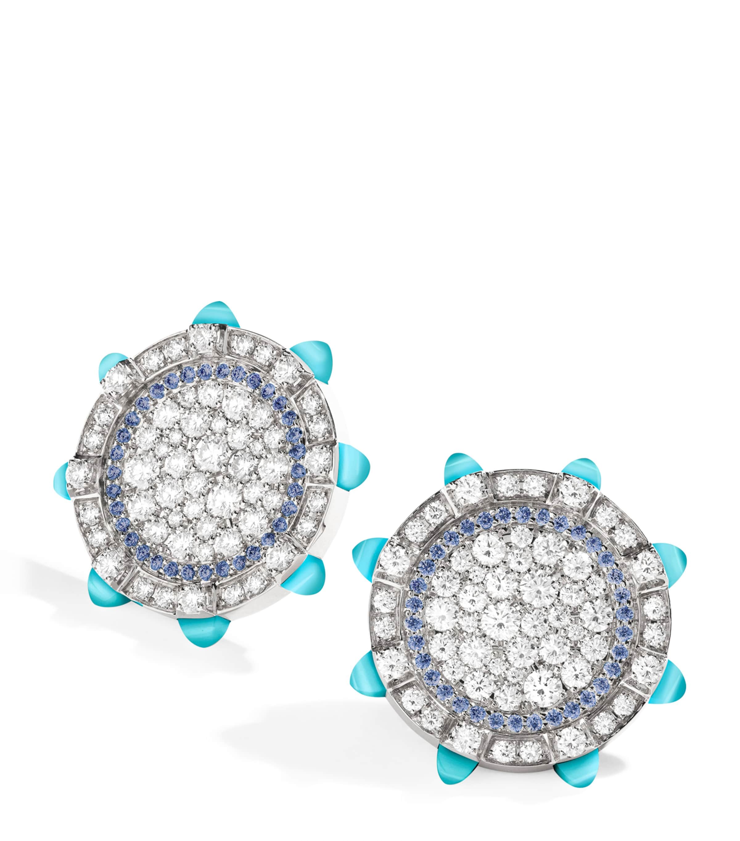 Marli New York White Gold, Diamond And Sea Blue Chalcedony Tip-top Statement Earrings In White
