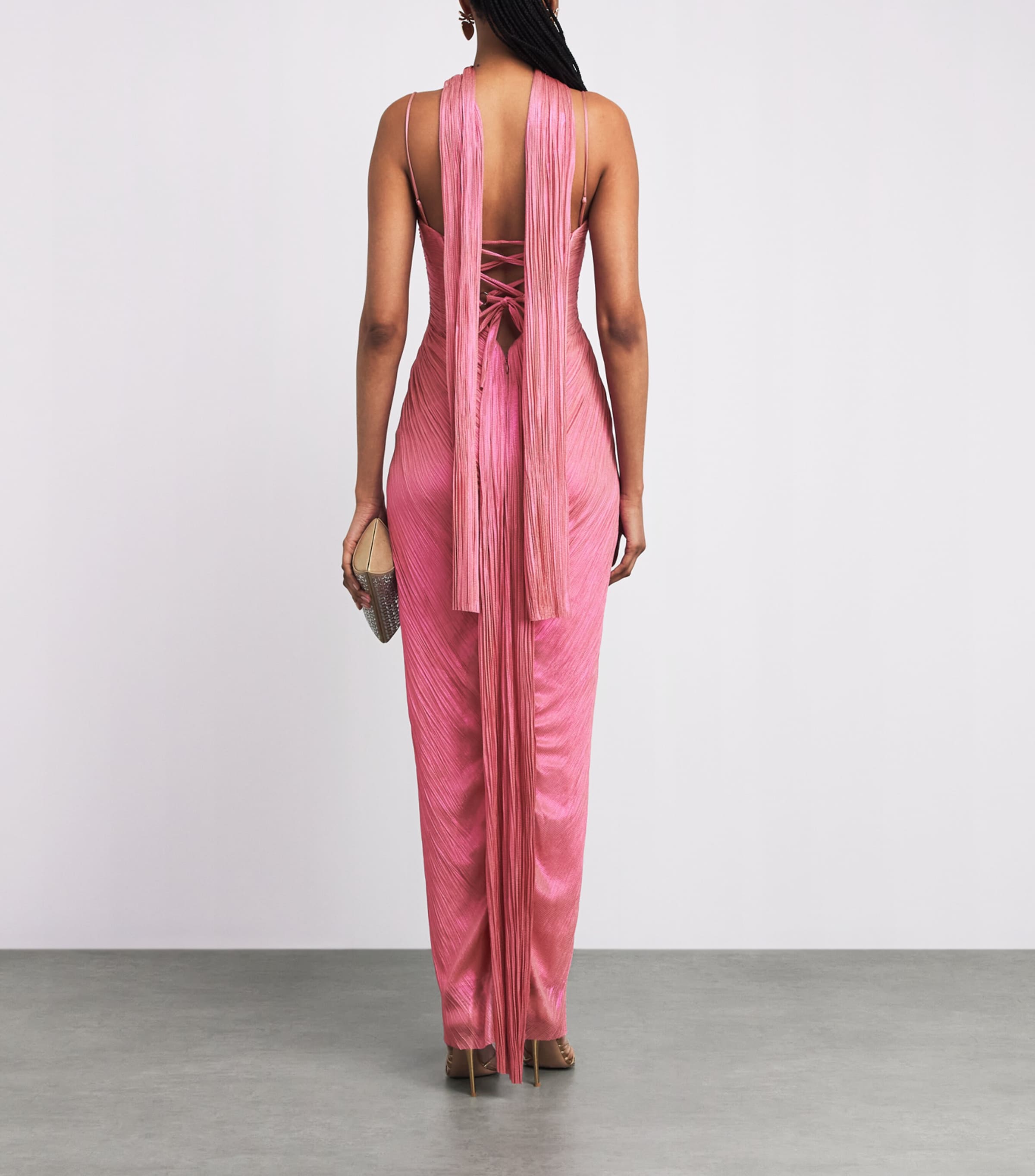 Maria Lucia Hohan Womens Silk Cut-Out Tonia Maxi Dress Sorbet Image 4