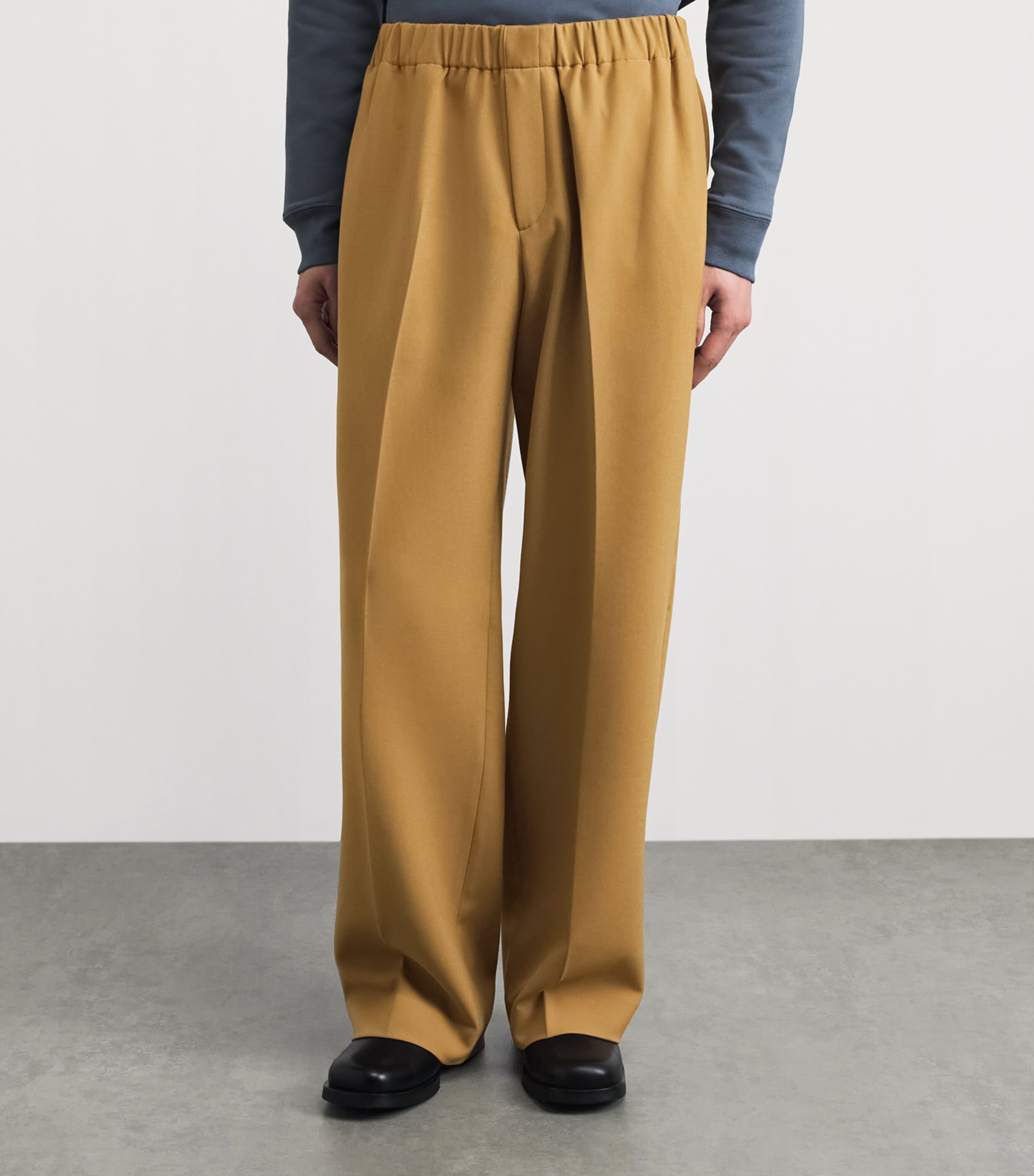 Sandro Paris Mens Jersey Wide-Leg Trousers Nut Image 4