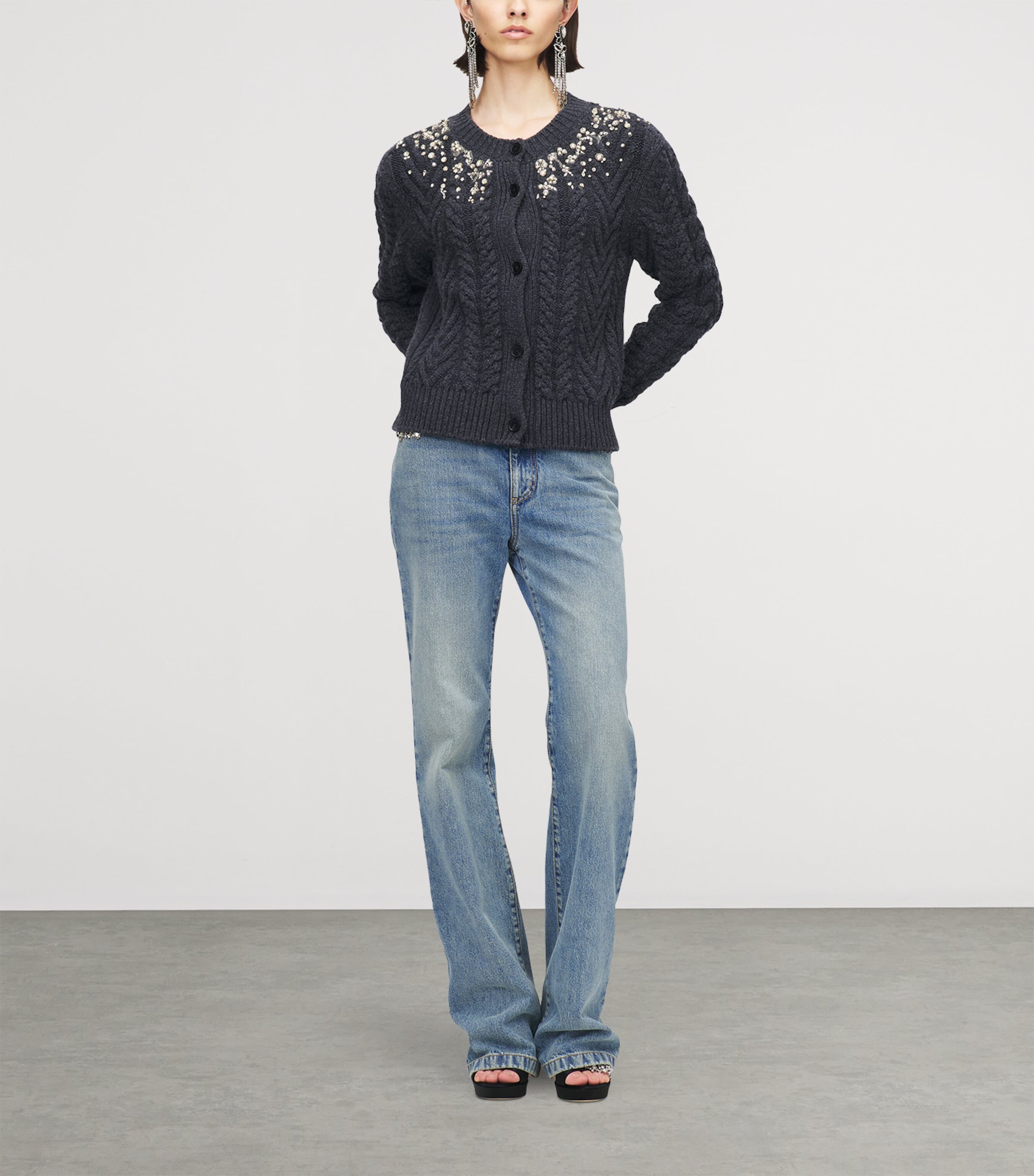 Wool-Cashmere Embellished Cardigan 1391 Image 2