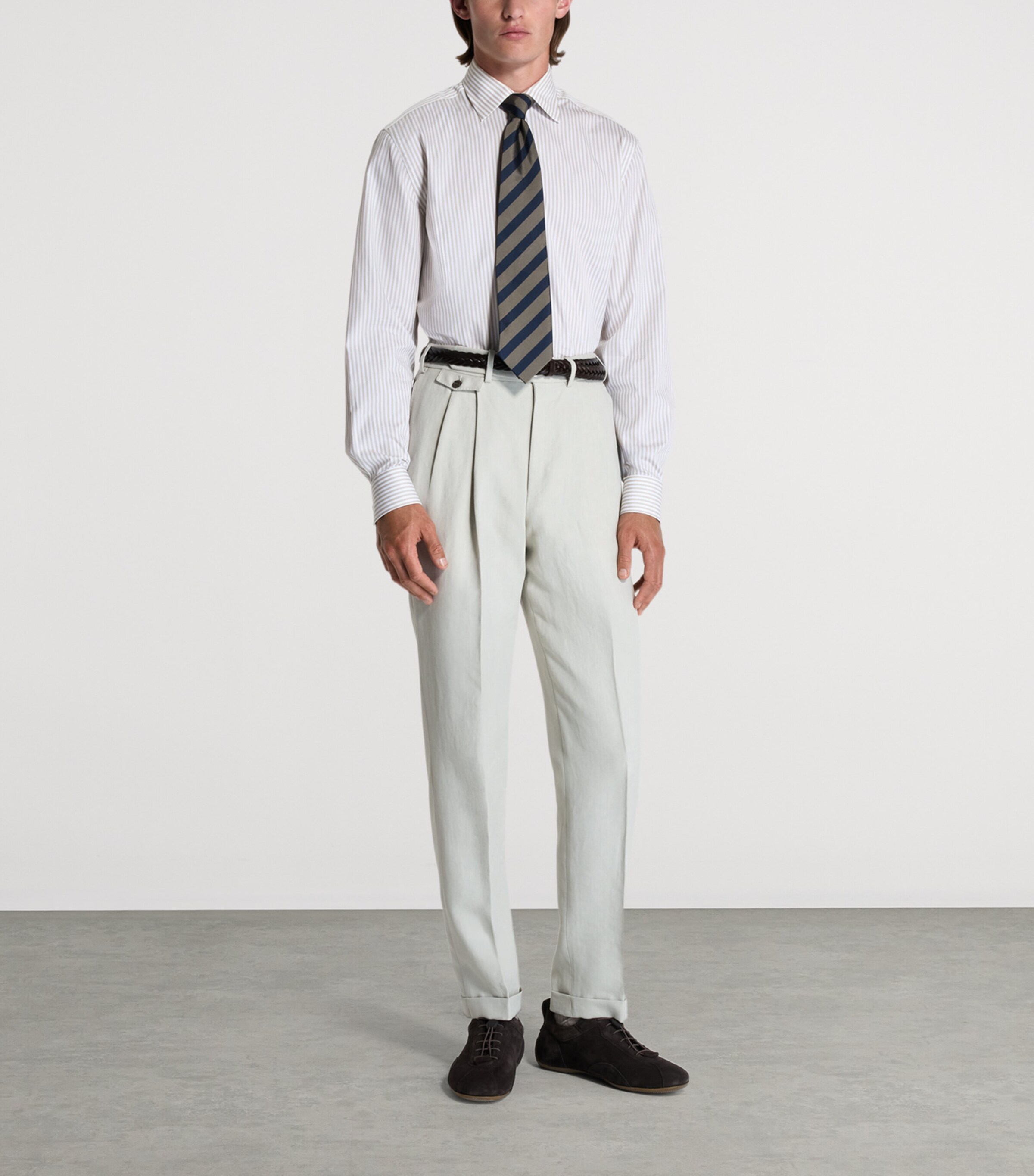 Dunhill Mens Cotton Stripe Shirt  Camel Image 2