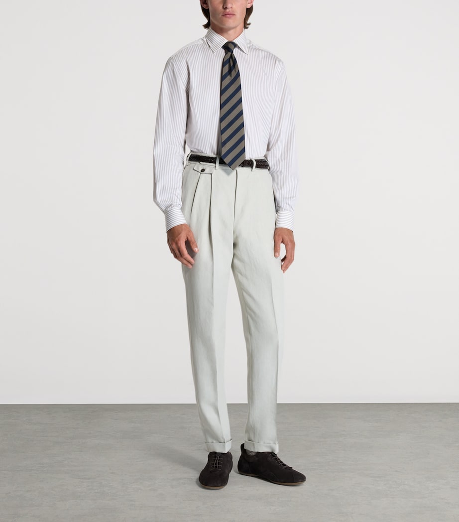 Dunhill Mens Cotton Stripe Shirt Camel Image 2