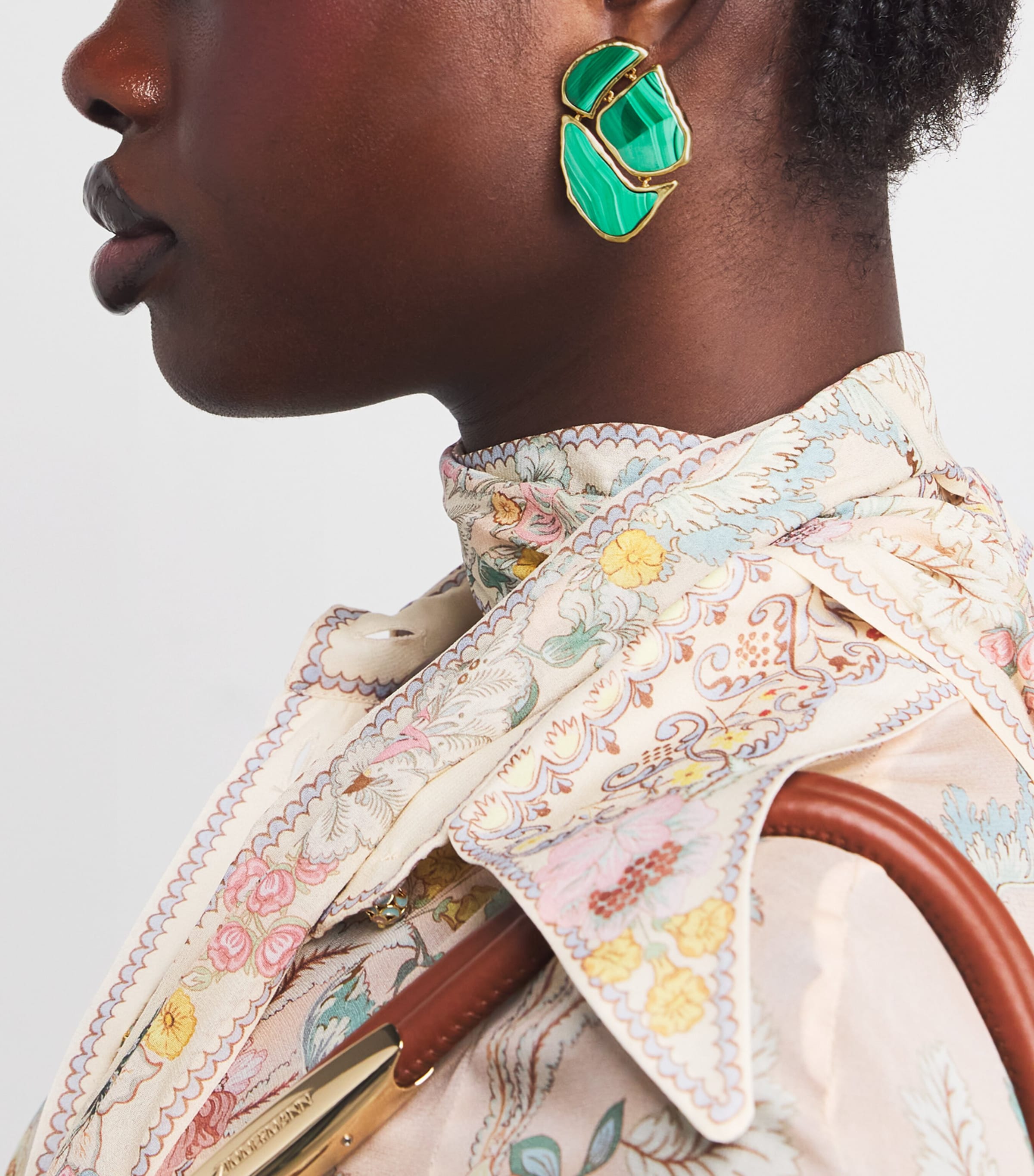 Gold-Plated and Malachite Cracked Byron Earrings ANTQE GLD/MLCHTEAGMA Image 5