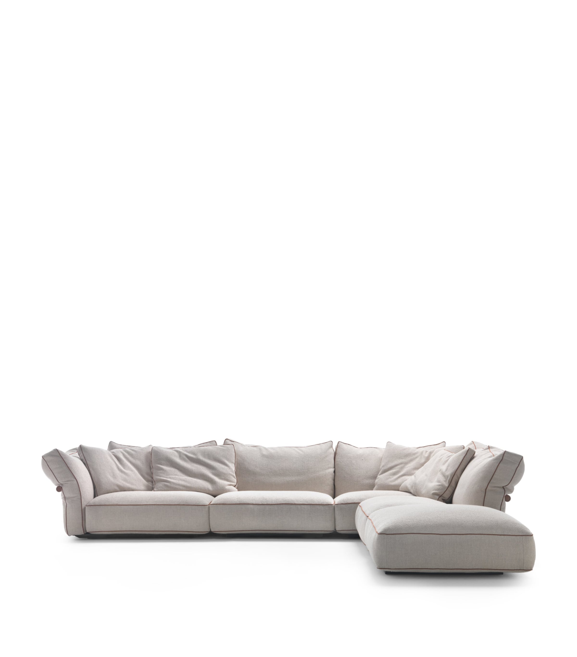 Beige Camelot sectional sofa with chaise at front