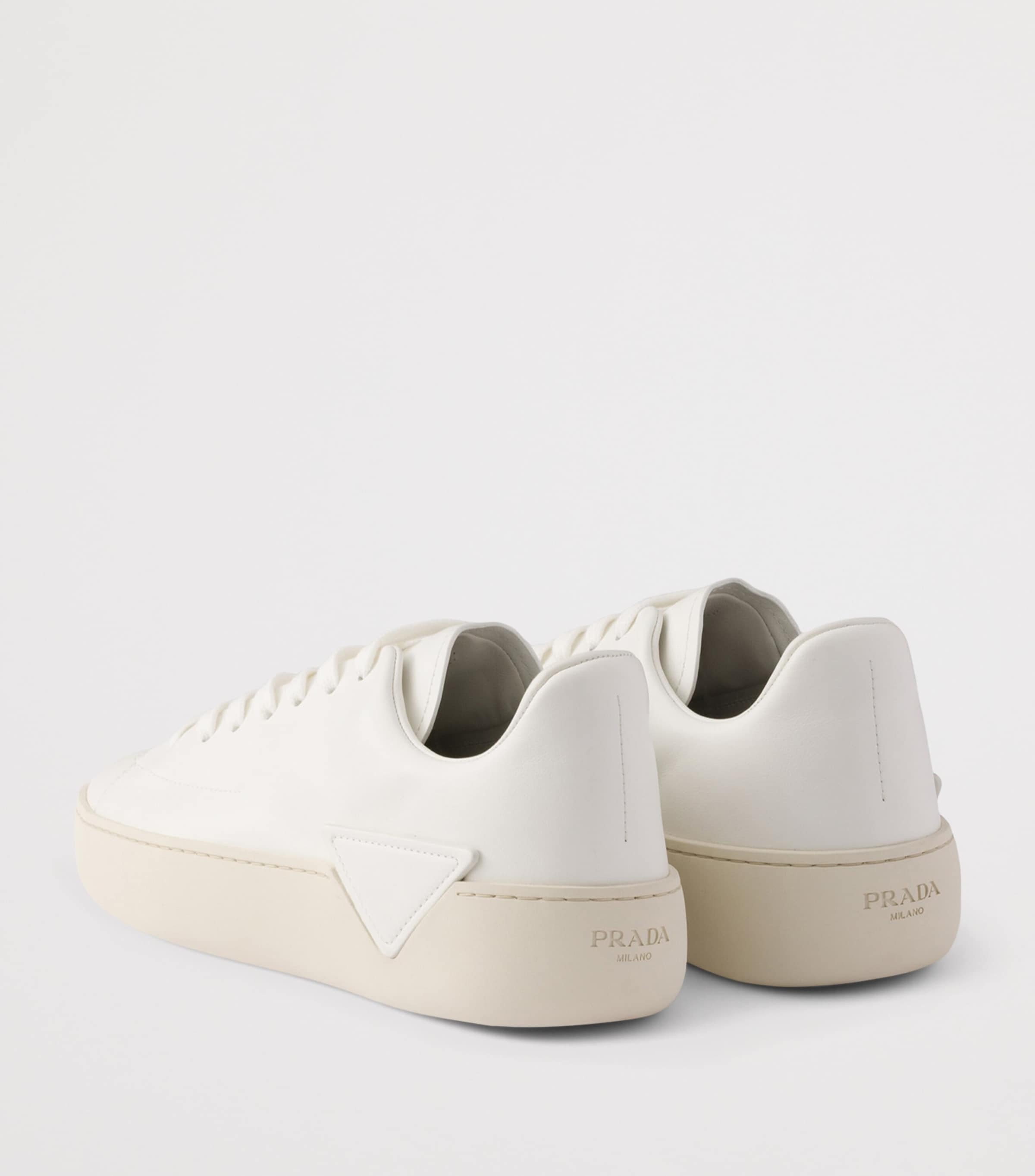 Prada Leather Court Sneakers White Image 4