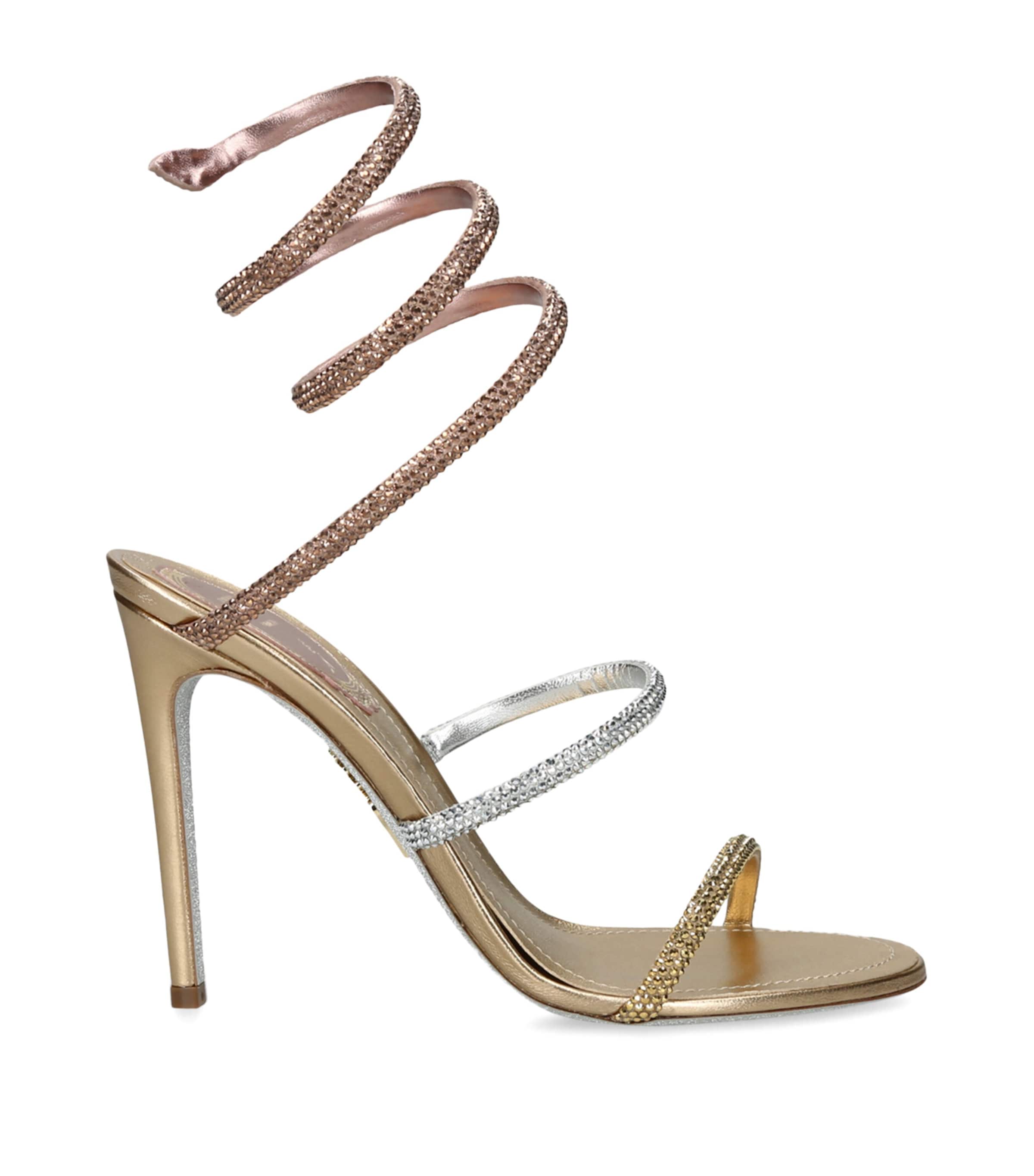 René Caovilla Satin Embellished Cleo Sandals 105 Gold Comb Image 1