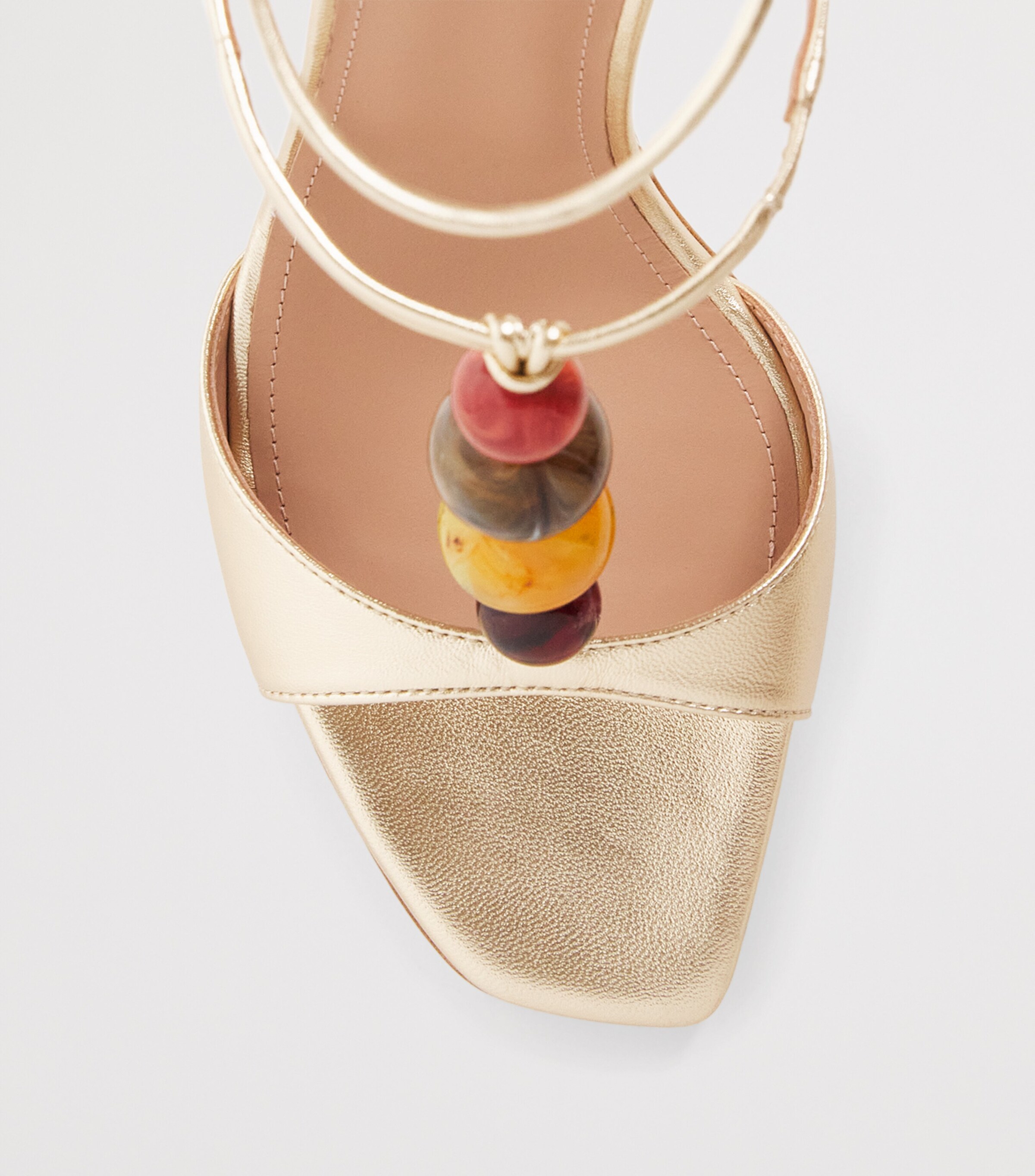 Malone Souliers Metallic Leather Beaded Leia Sandals 90 Antique Gold Image 6