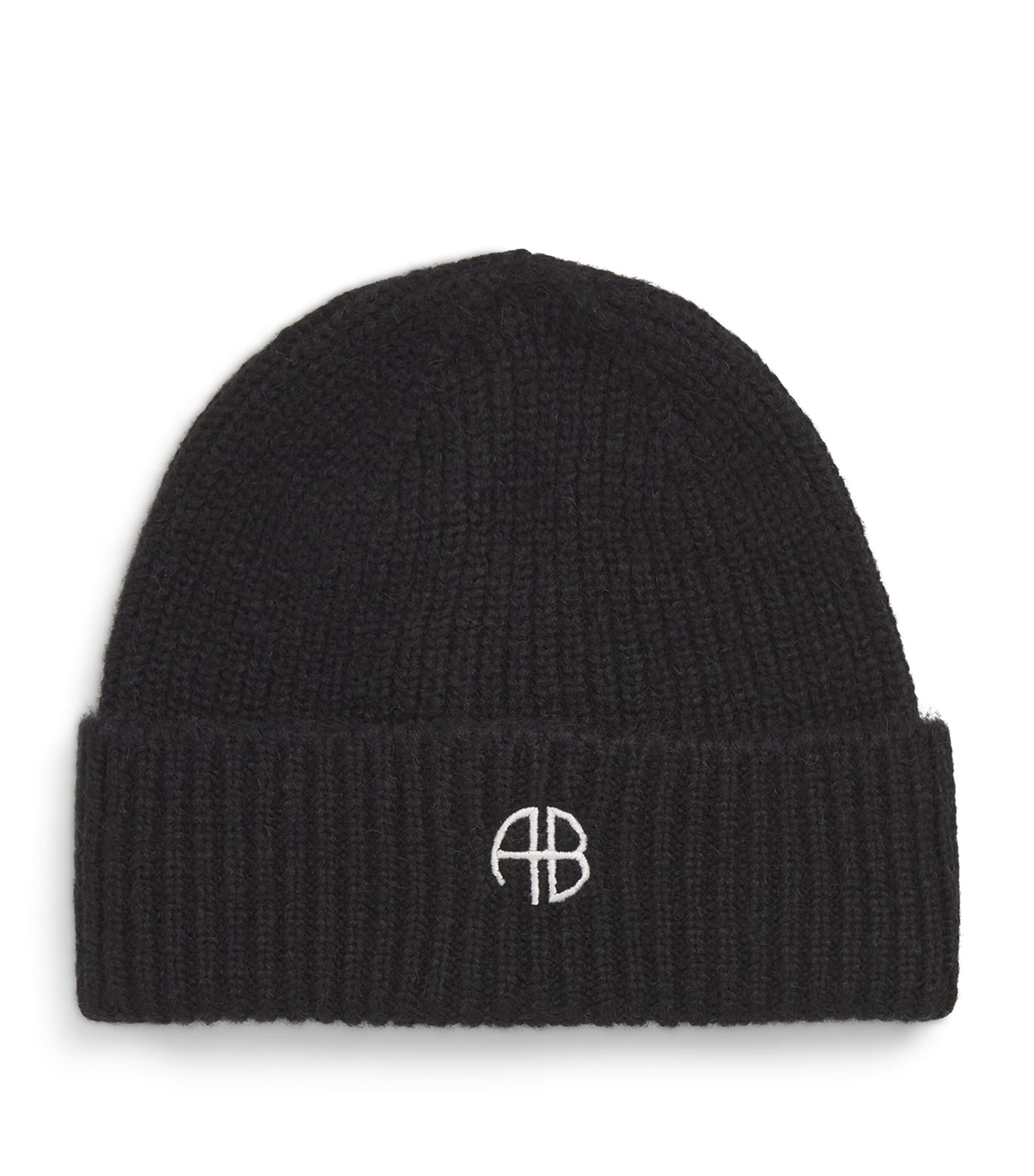 Shop Anine Bing Knitted Logo Beanie In Black