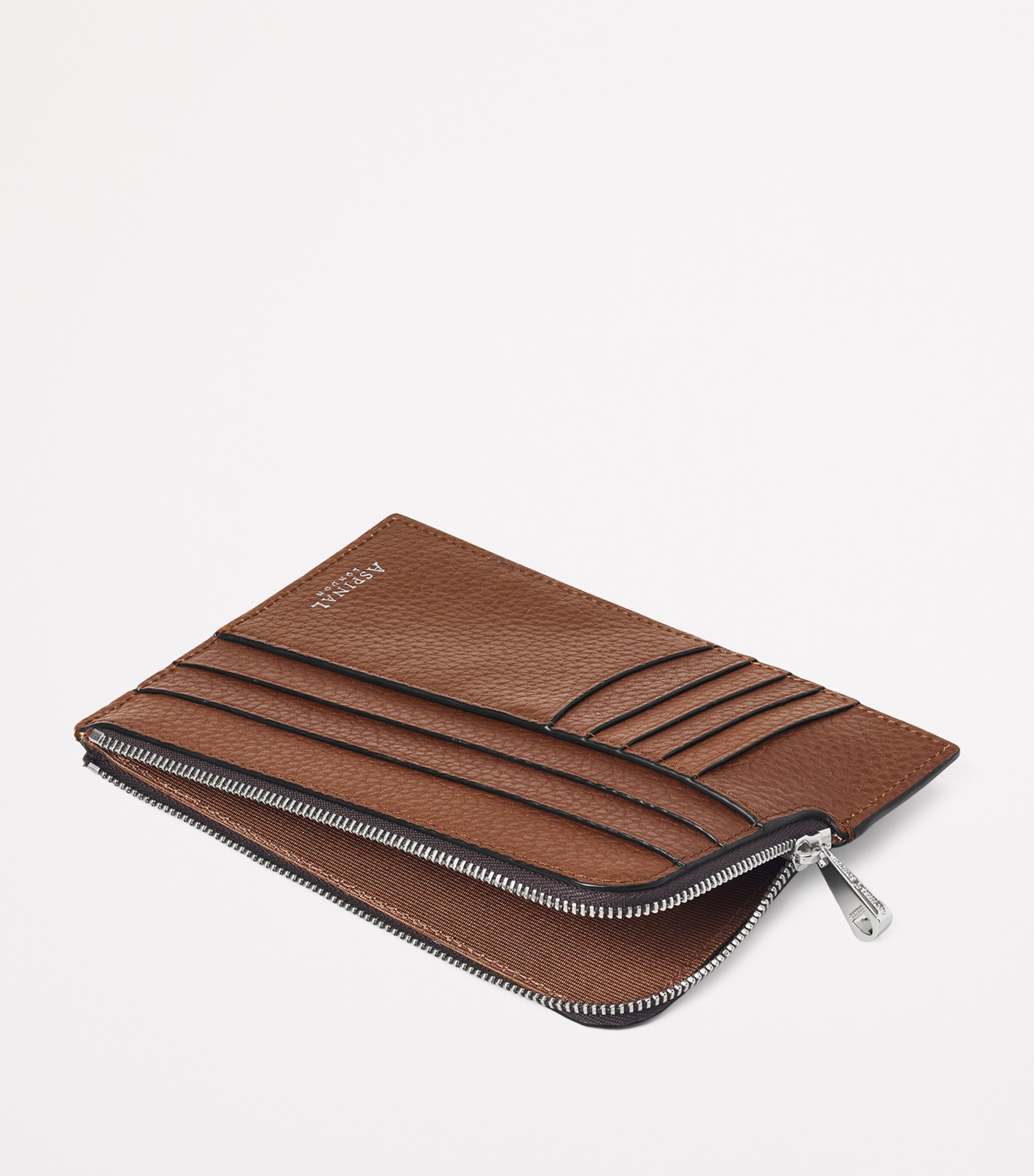 Leather Zipped Travel Wallet TOBACCO Image 4