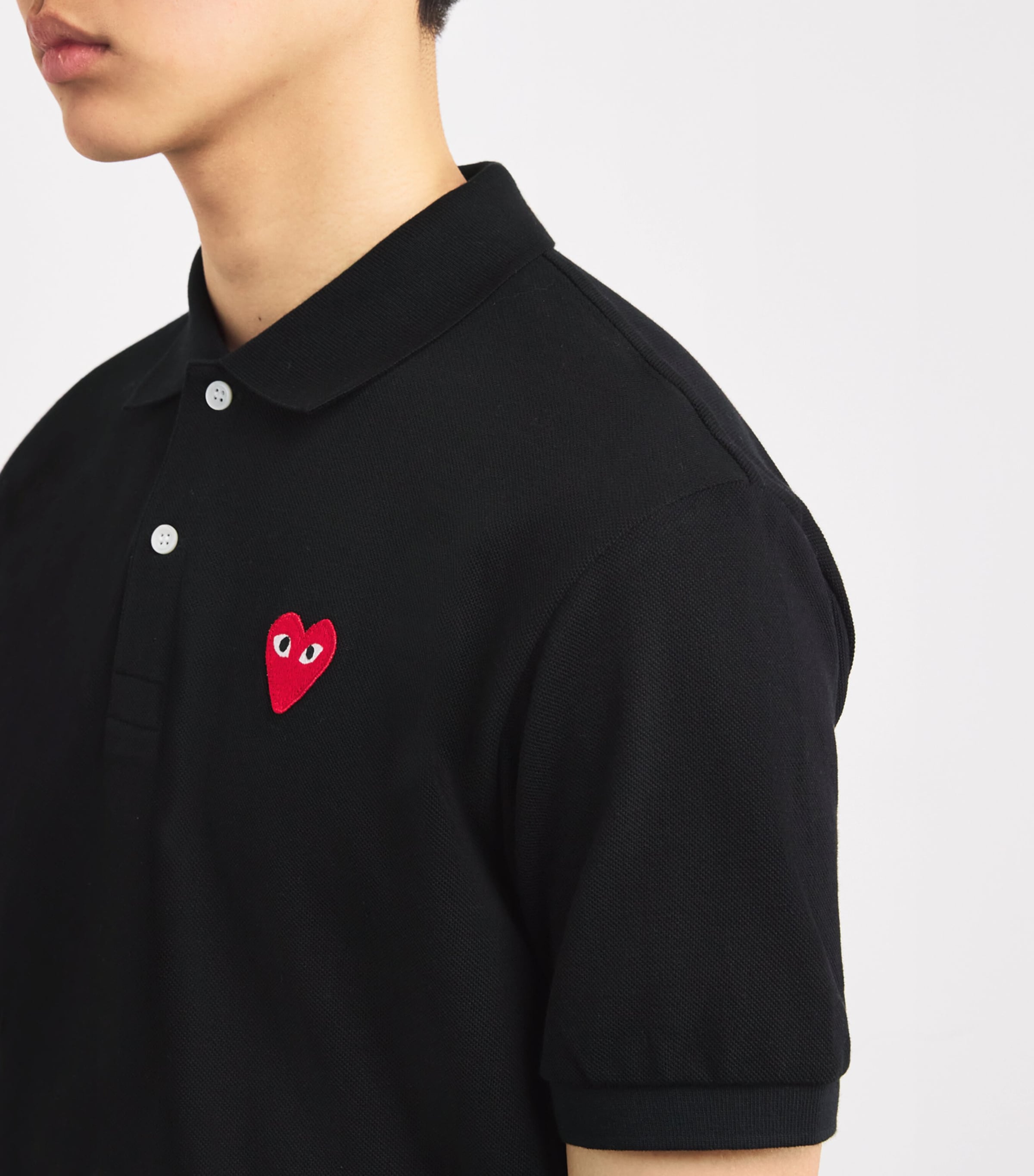 Comme Des Garçons Play Mens Heart Logo Polo Shirt Black Image 6